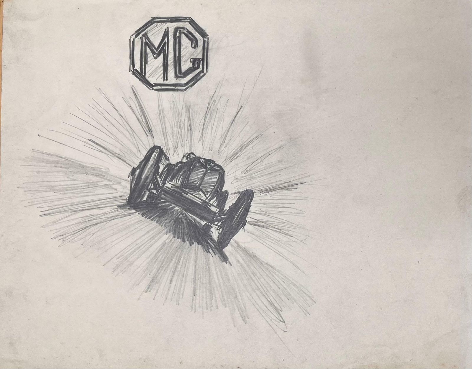 K.B. Whitemg Sports Car And Logo Pencil Illustrationearly 20th Century