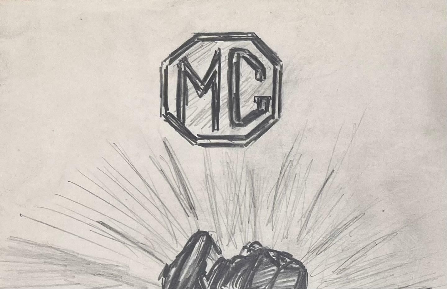 K.B. Whitemg Sports Car And Logo Pencil Illustrationearly 20th Century photo Art