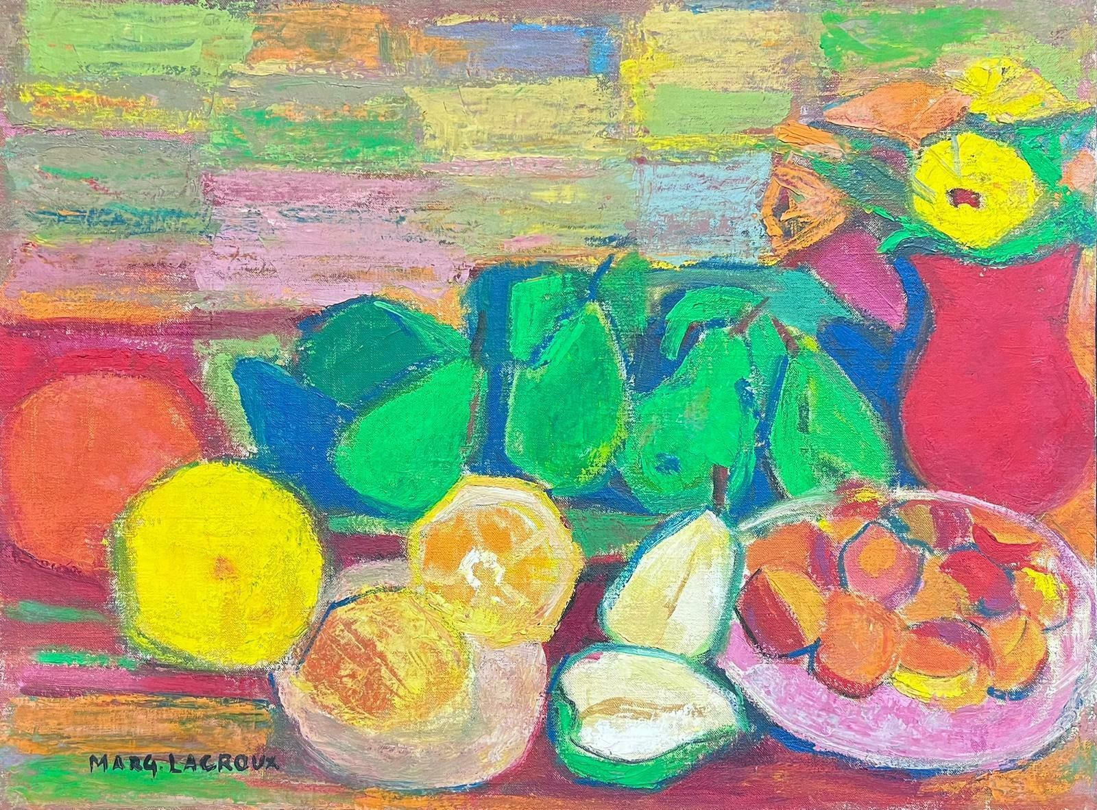 Marguerite Lacrouxmid 20th Century French Signed Oil Cubist Modernist Still Life Fruit1950's