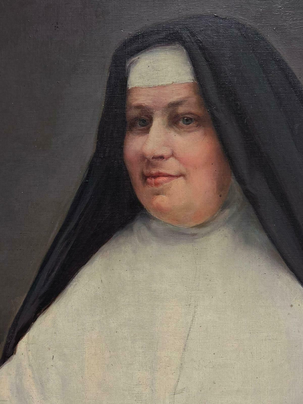 French School19th Century French Portrait Of A Nun In Her Habit Large Oil On Canvas photo vinterior