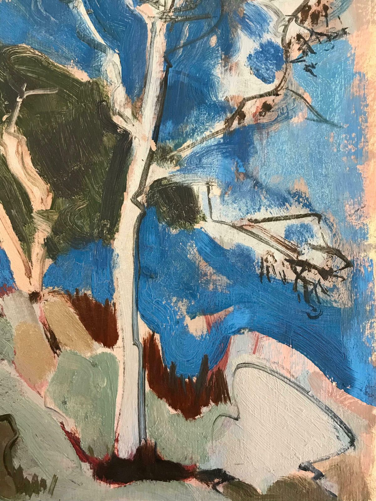 Elisabeth Hahn20th Century German Modernist Oil Painting Abstract Tree Scene20th Century photo for sale
