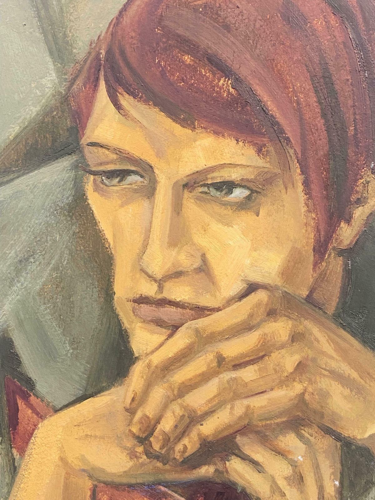 Elisabeth Hahn20th Century German Modernist Oil Painting, Portrait With Auburn Hair20th Century photo furniture