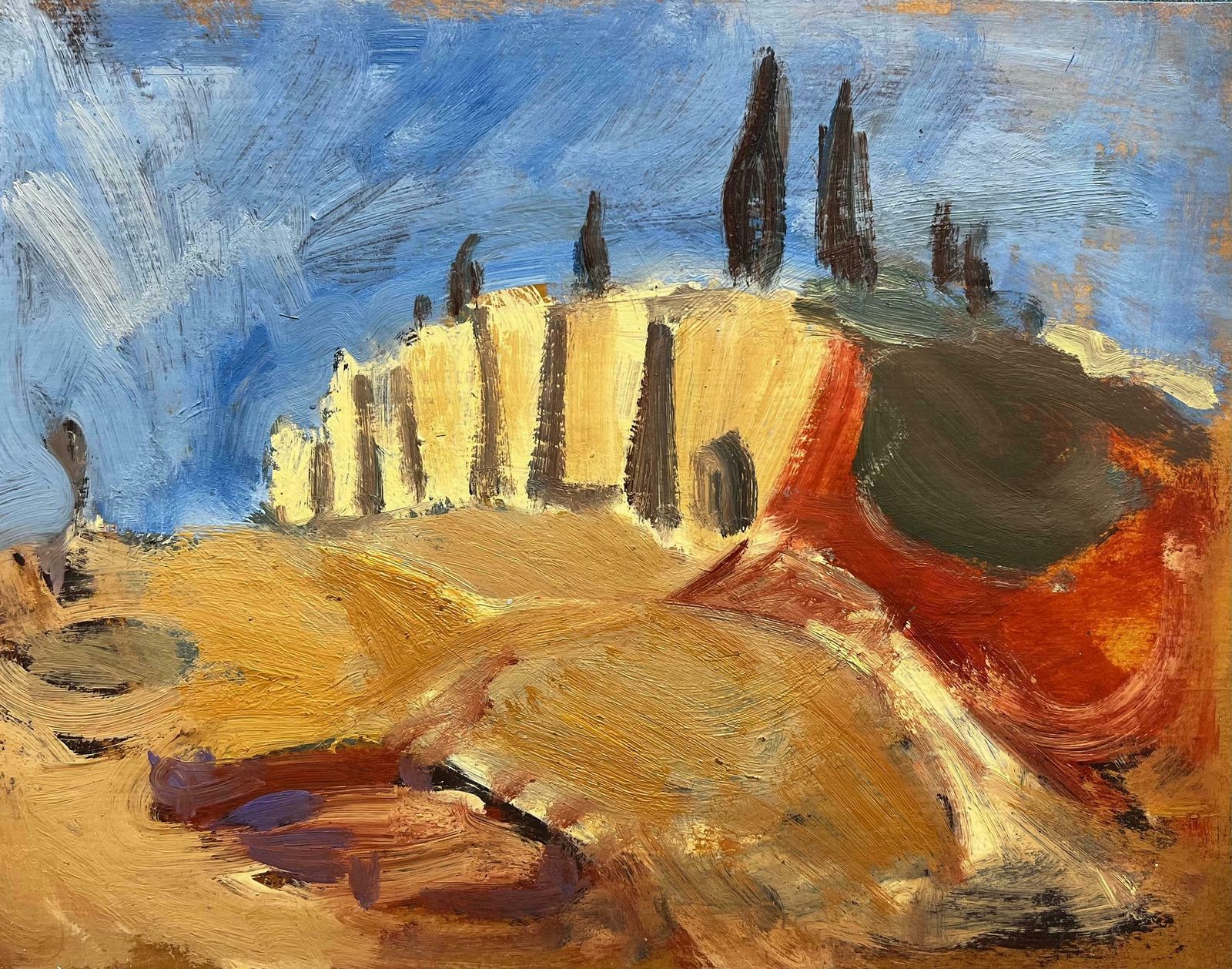 Elisabeth Hahn20th Century German Modernist Oil Painting Over The Cliffs20th Century