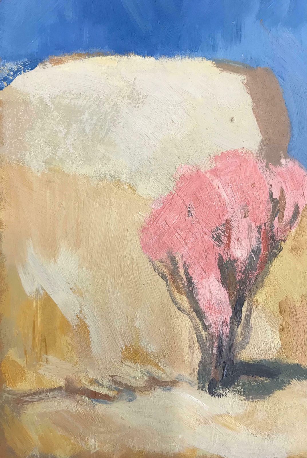 Elisabeth Hahn20th Century German Modernist Oil Painting   Pink Tree In Desert20th Century photo for sale