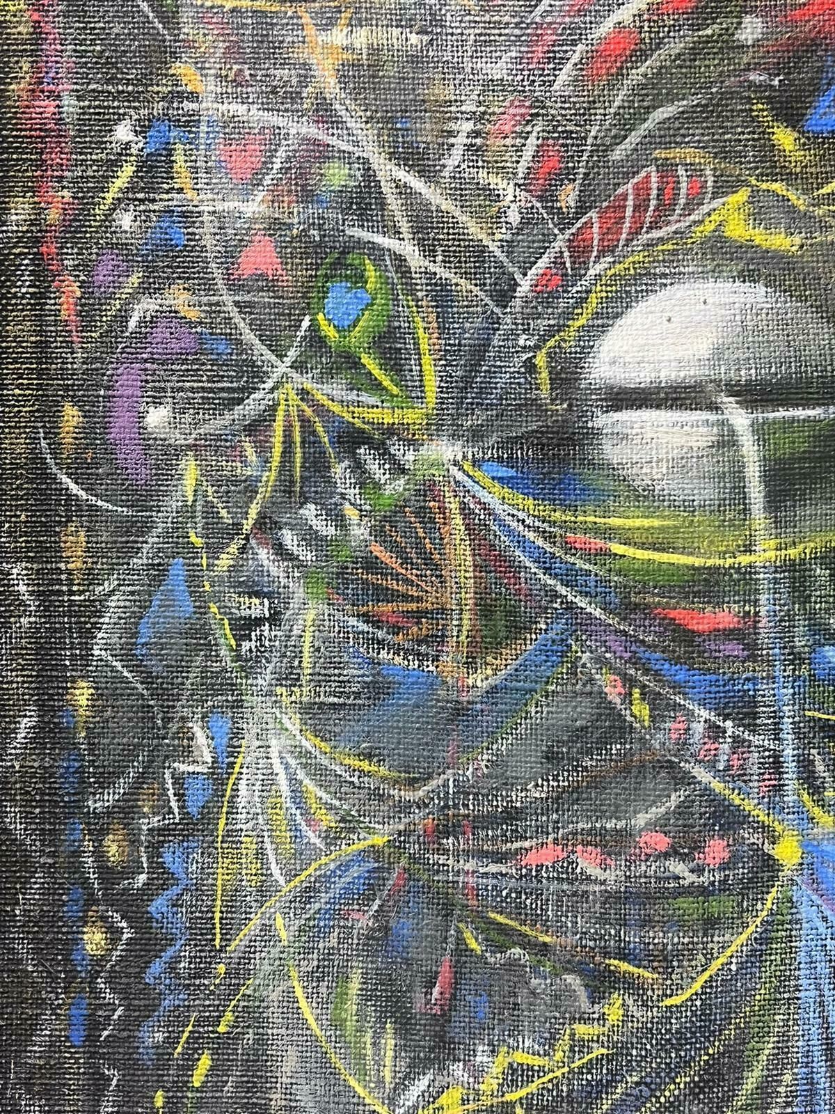 T. Fabris1970’s French Surrealist Signed Oil Painting Spiralling Shapes & Patterns1970's photo 2052.0