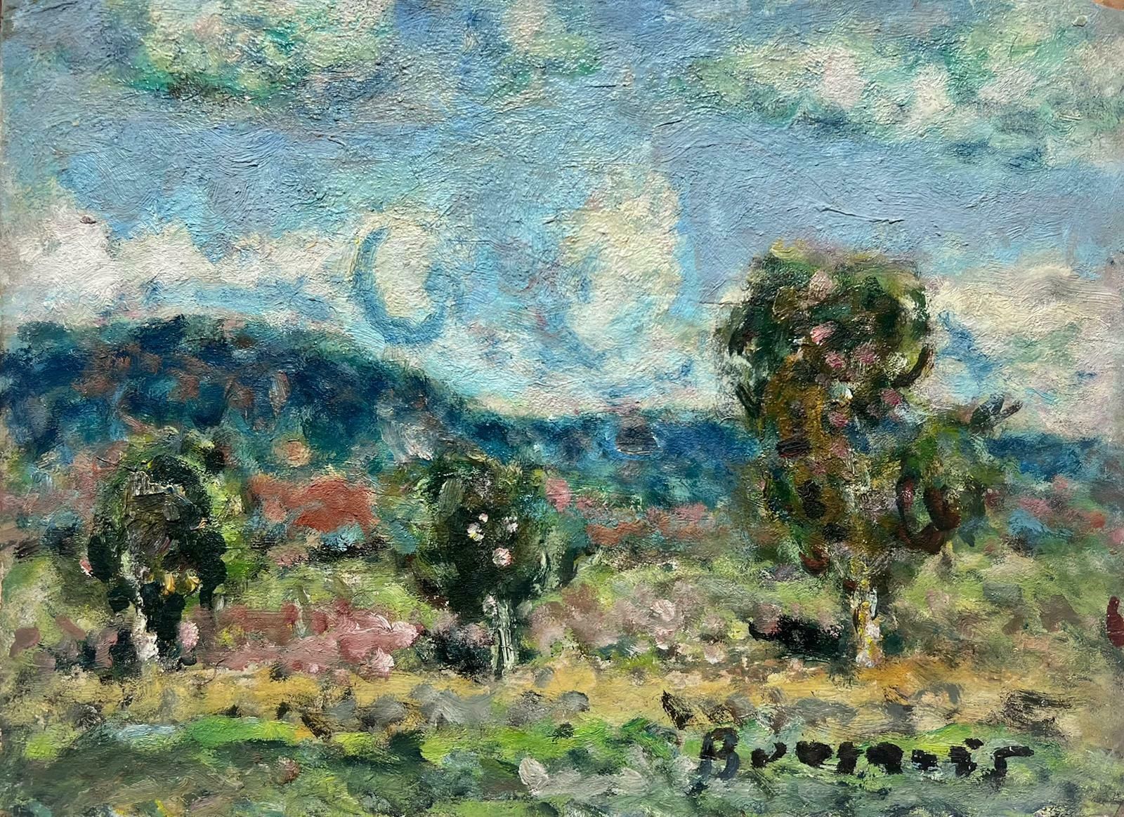 Georges Bousquaitmid 20th Century French Post Impressionist Signed Oil Fluffy Clouds Landscape