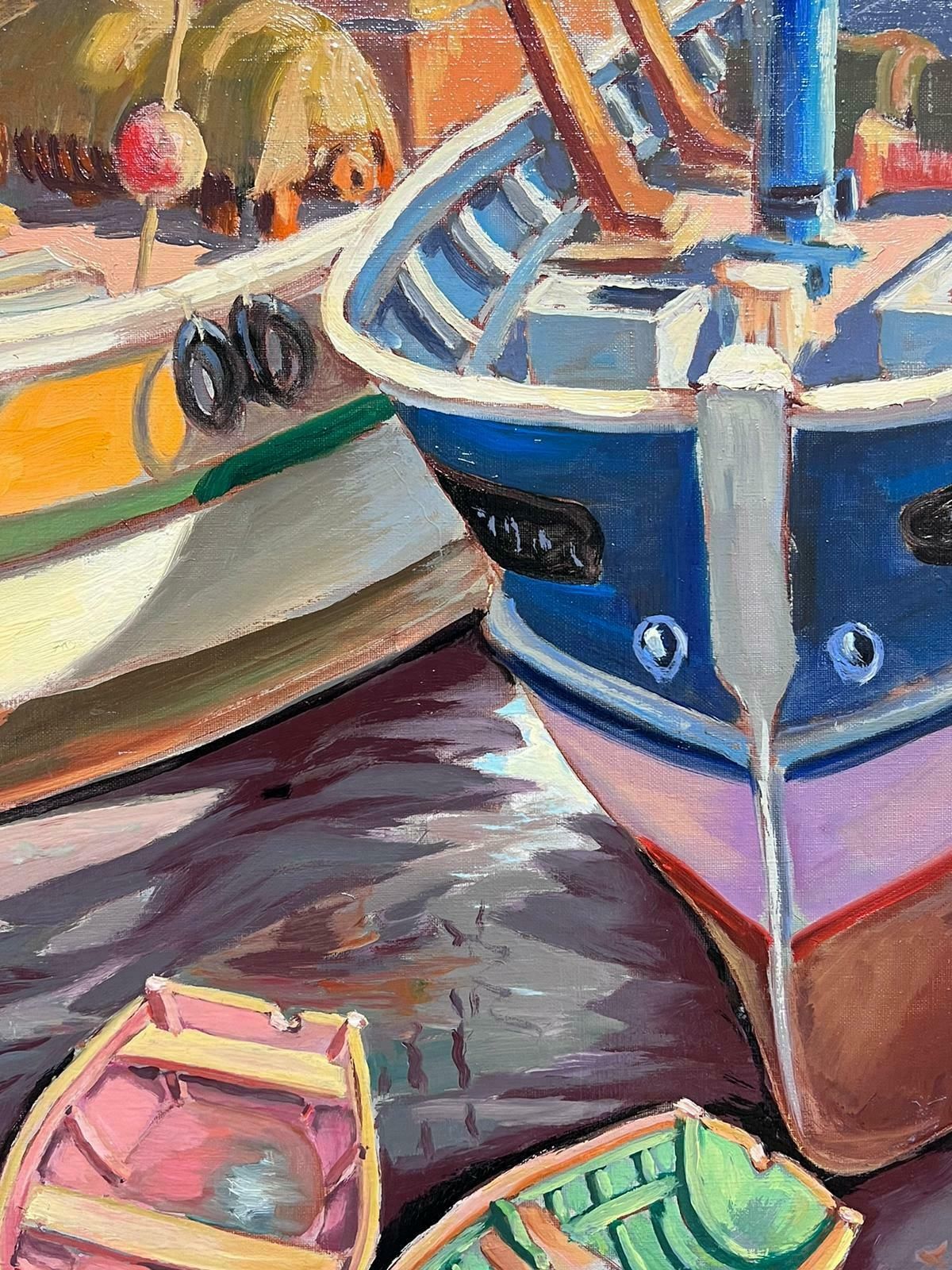 Georges Bordonovecontemporary French Impressionist Oil Boats Moored In Fishing Harbour photo Art