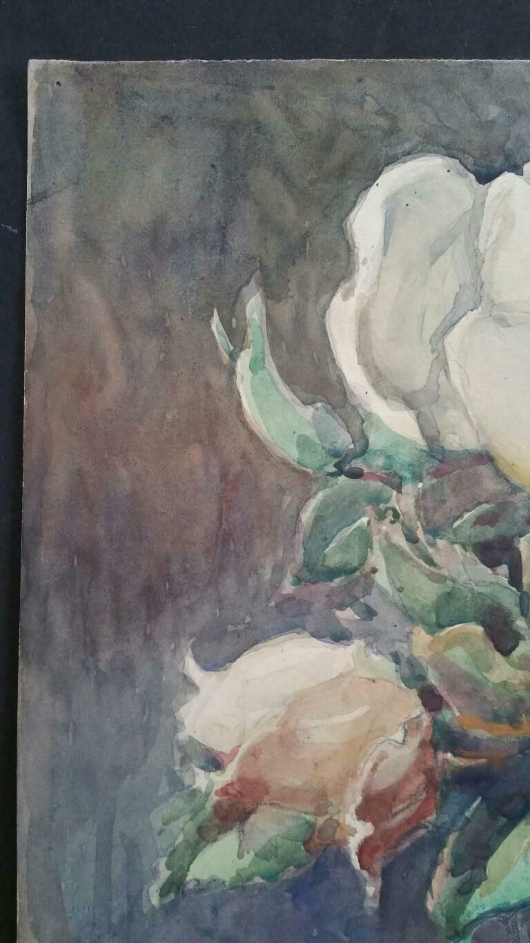 Henri Milochfrench Watercolour Ecole De Paris Mid 20th Century Roses 1940's photo vinterior