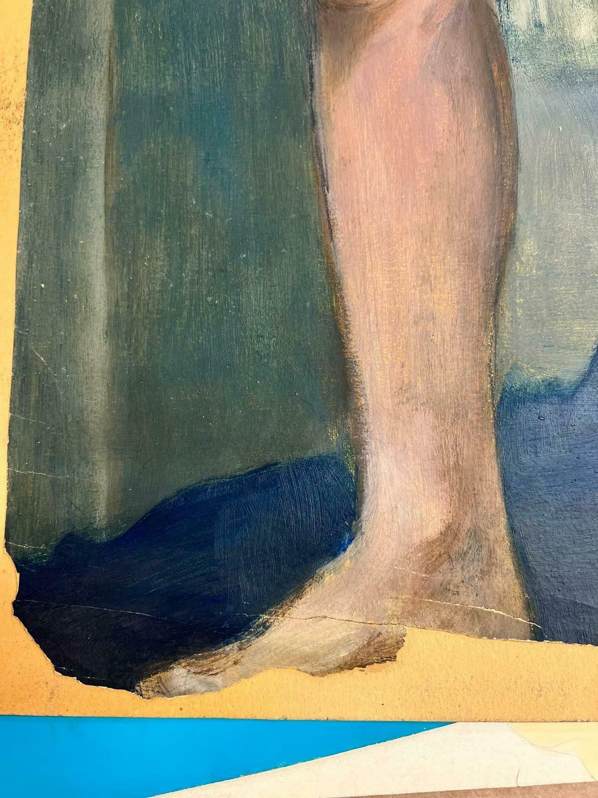 Josine Vignonmid Century French Nude Painting Of A Lady Stood Posed 1960's photo buy