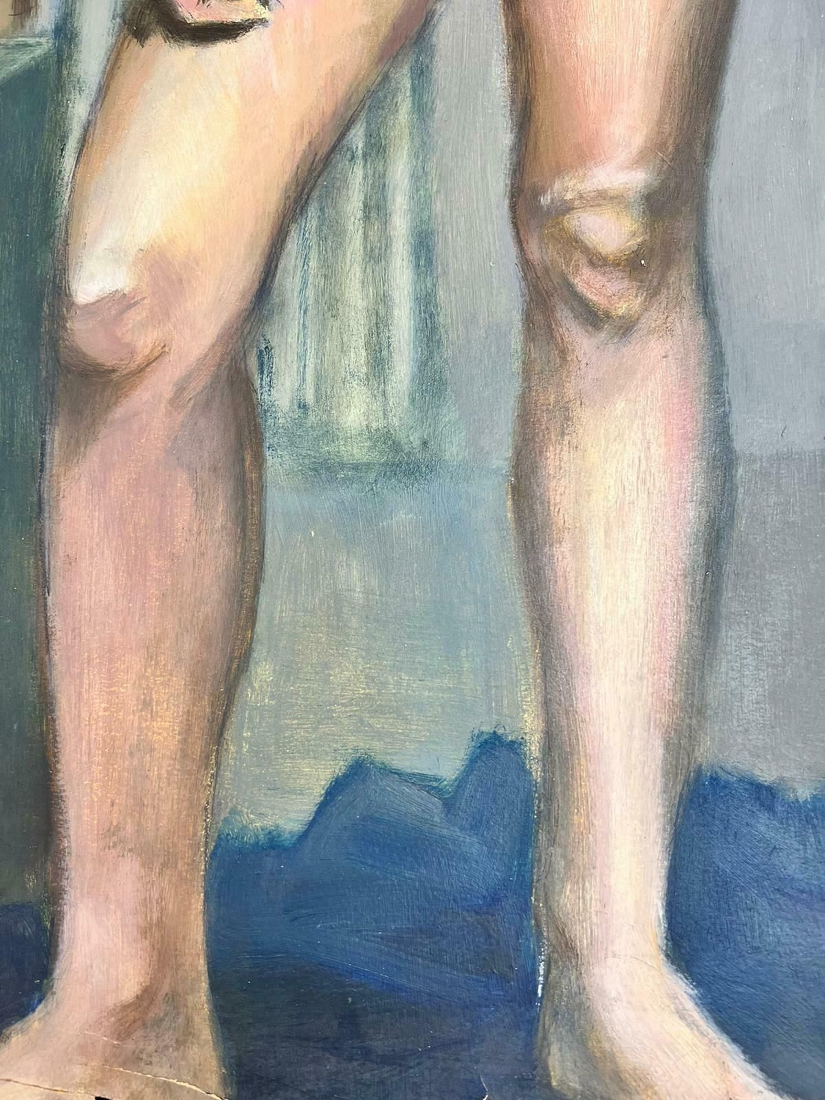photo furniture Josine Vignonmid Century French Nude Painting Of A Lady Stood Posed 1960's