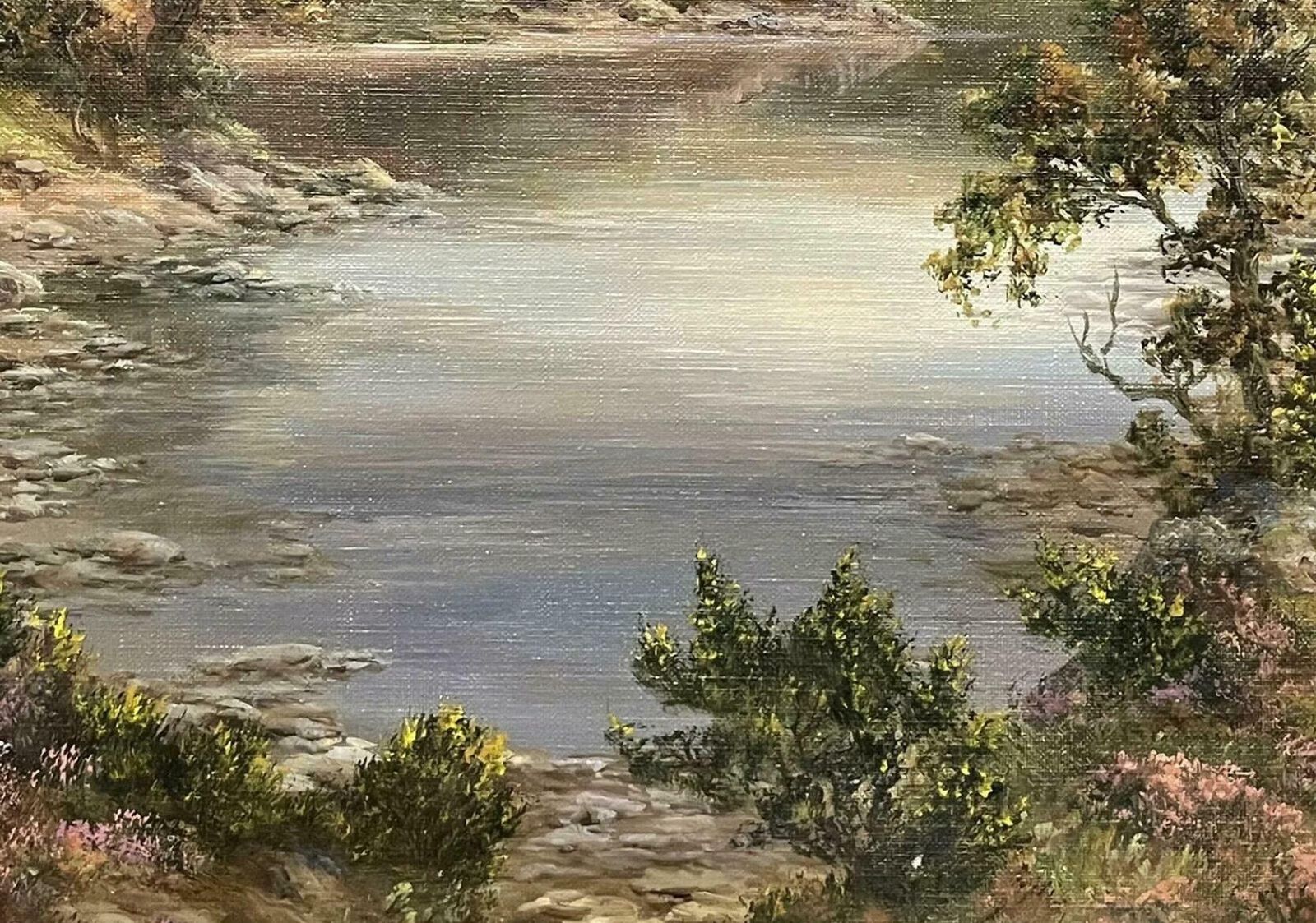 Prudence Turnerprudence Turner (B.1930) Large Signed Oil  Scottish Highlands Loch & Mountainsc. 1970's photo Art