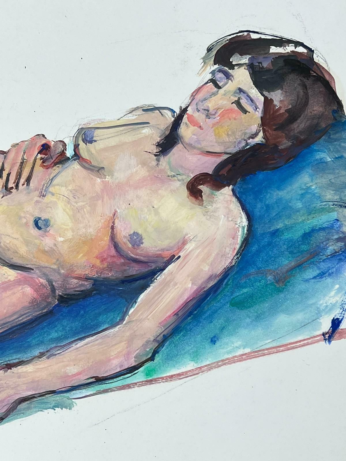 French Modernistreclining Nude Lady Model 1970's French Modernist Painting Provence Collection1970's photo for sale