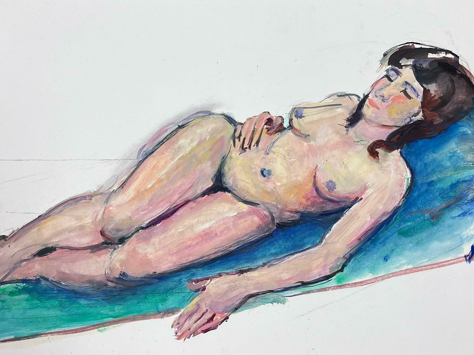 French Modernistreclining Nude Lady Model 1970's French Modernist Painting Provence Collection1970's photo Art