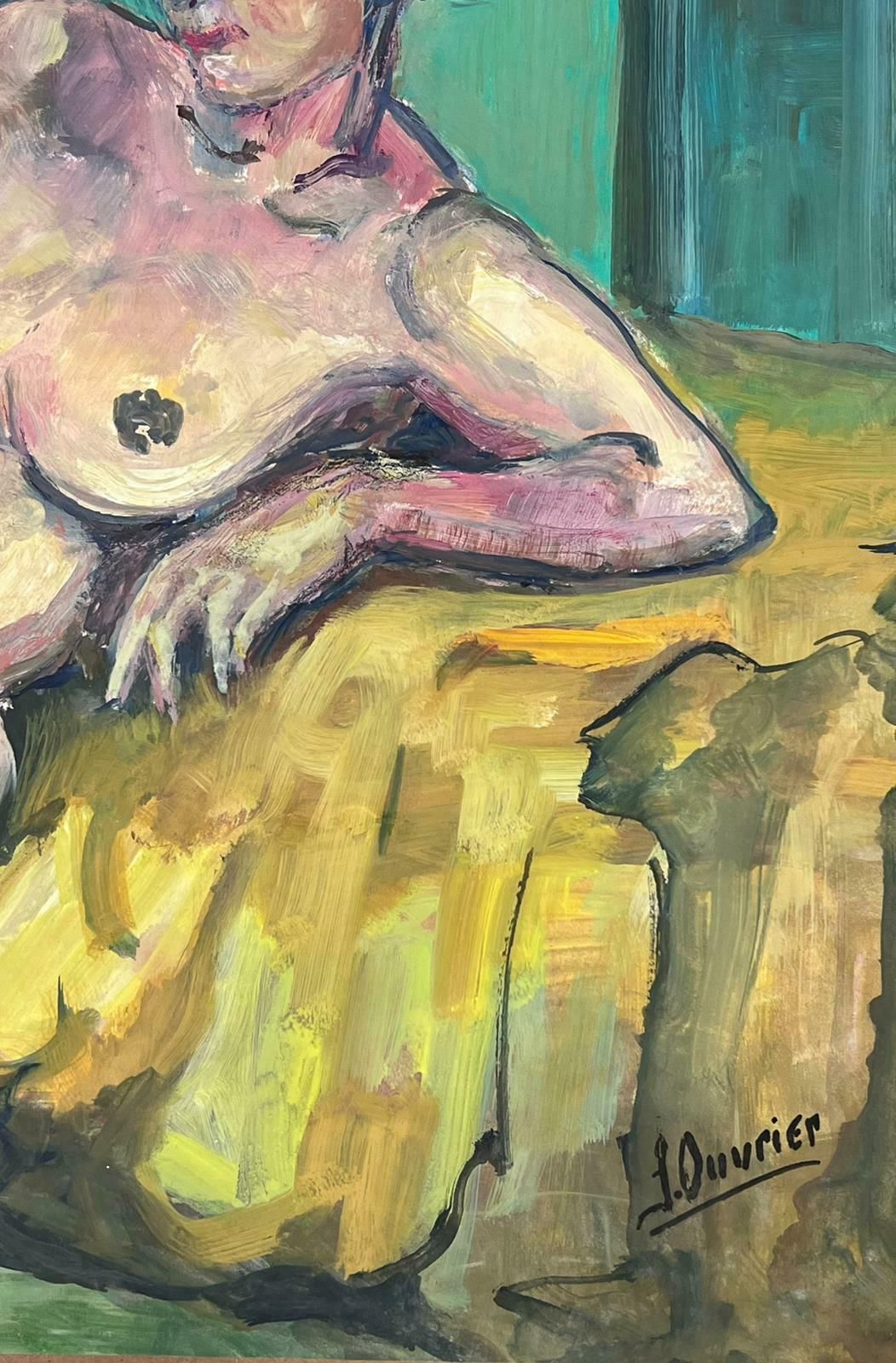 French Modernistreclining Nude Lady Model 1970's French Modernist Painting Provence Collection1970's photo for sale