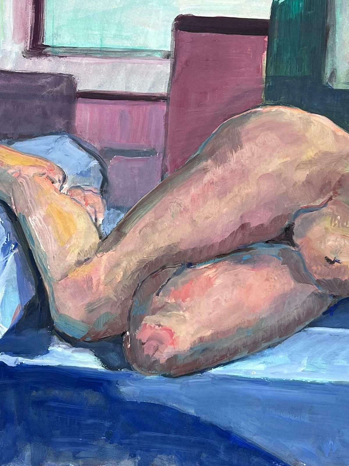 French Modernistreclining Nude Lady Model 1970's French Modernist Painting Provence Collection1970's photo furniture