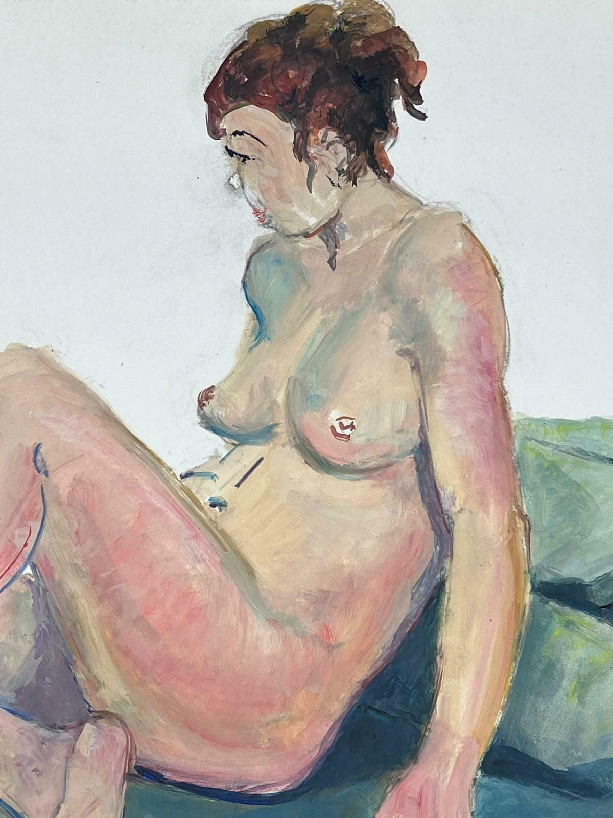 French Modernistreclining Nude Lady Model 1970's French Modernist Painting Provence Collection1970's photo for sale