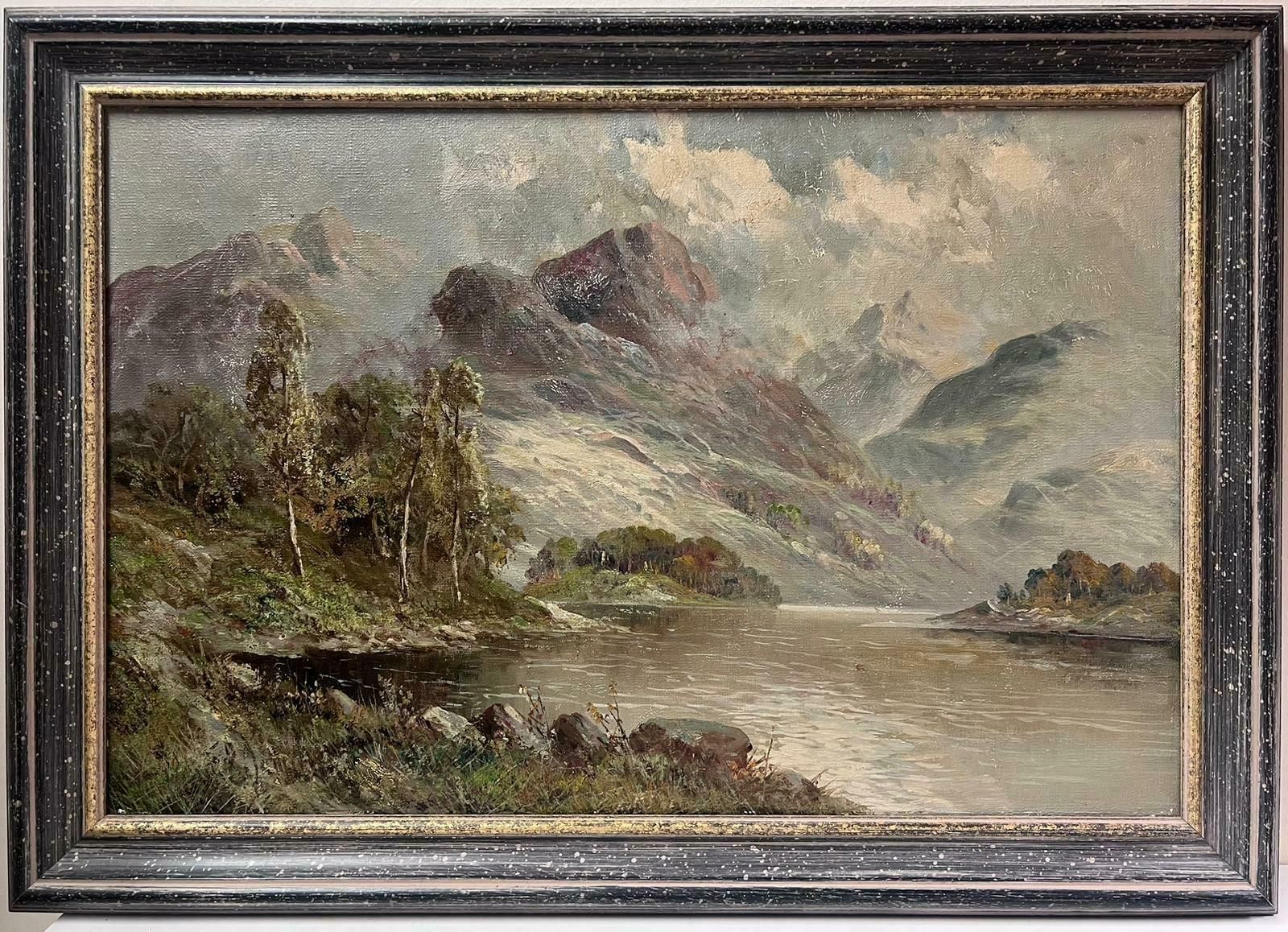 Francis E. Jamiesonatmospheric Antique Scottish Highlands Loch Landscape Signed Oil Painting photo furniture