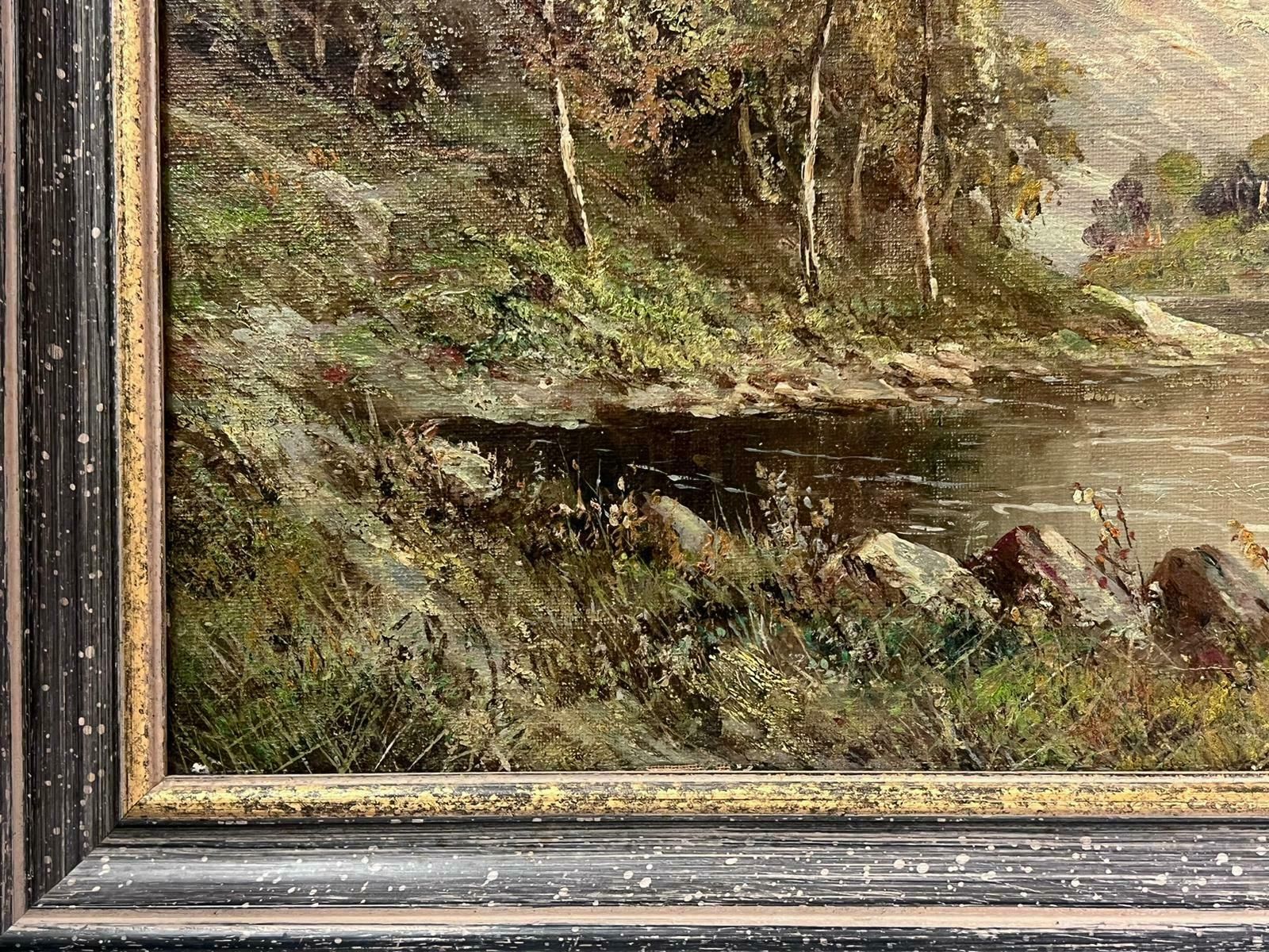Francis E. Jamiesonatmospheric Antique Scottish Highlands Loch Landscape Signed Oil Painting photo vinterior
