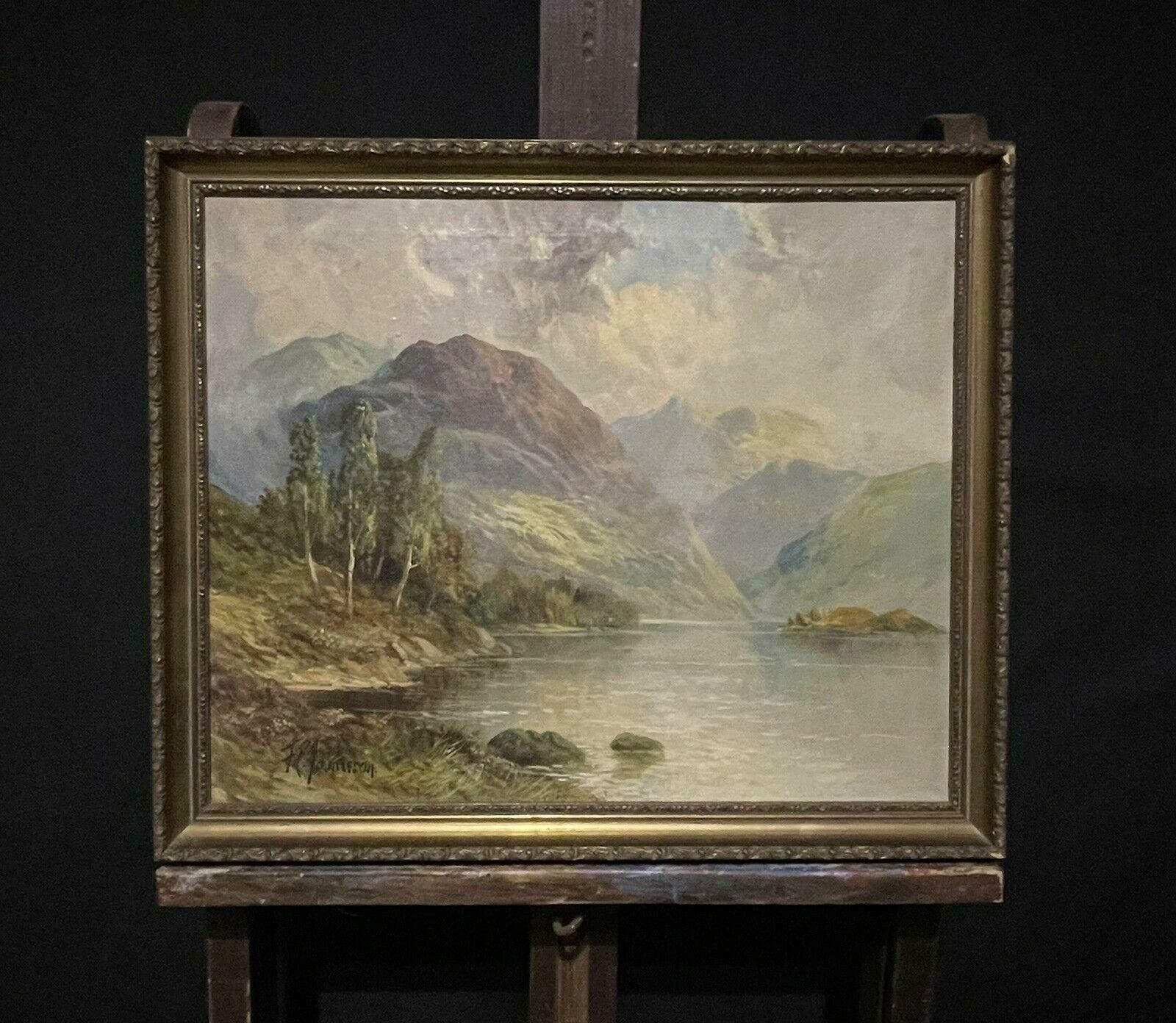 Francis E. Jamiesonloch Katrine Scottish Highlands Summer Landscape, Antique Signed Oil Painting photo furniture