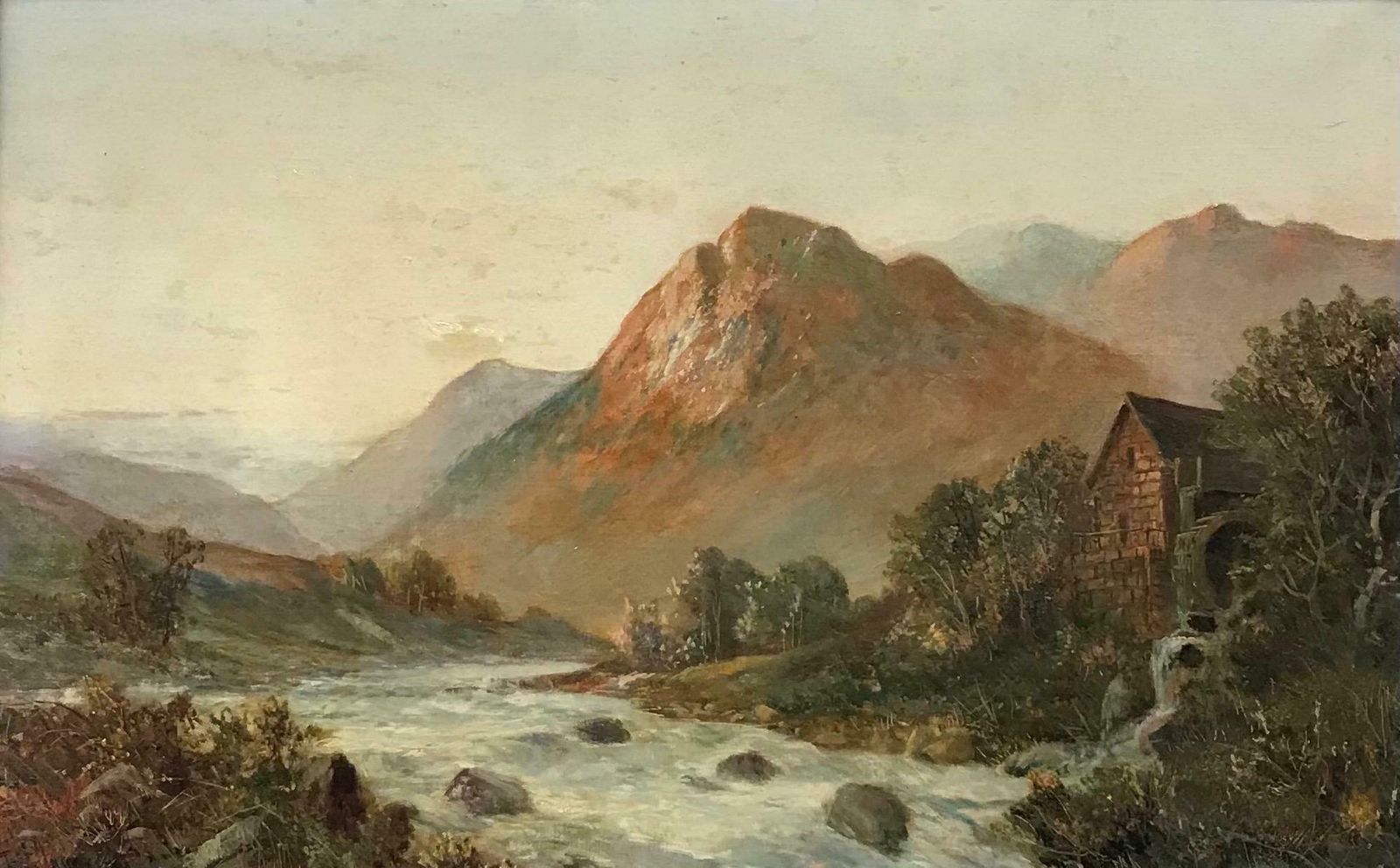 Francis E. Jamiesonantique Scottish Oil Painting   Highland River Landscape At Sunset
