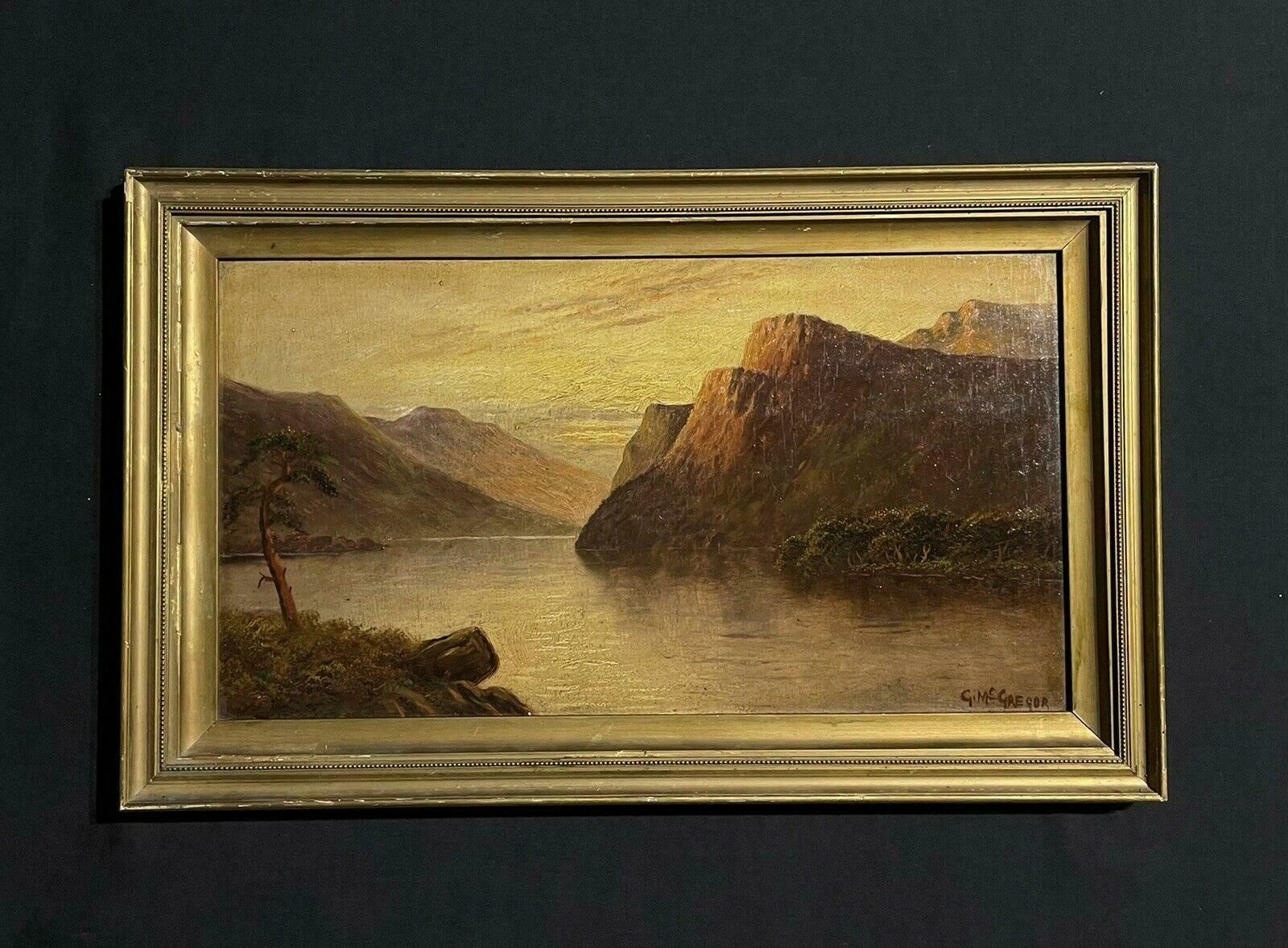Francis E. Jamiesonsunset Over The Scottish Highland Loch, Signed Antique Oil Painting photo furniture