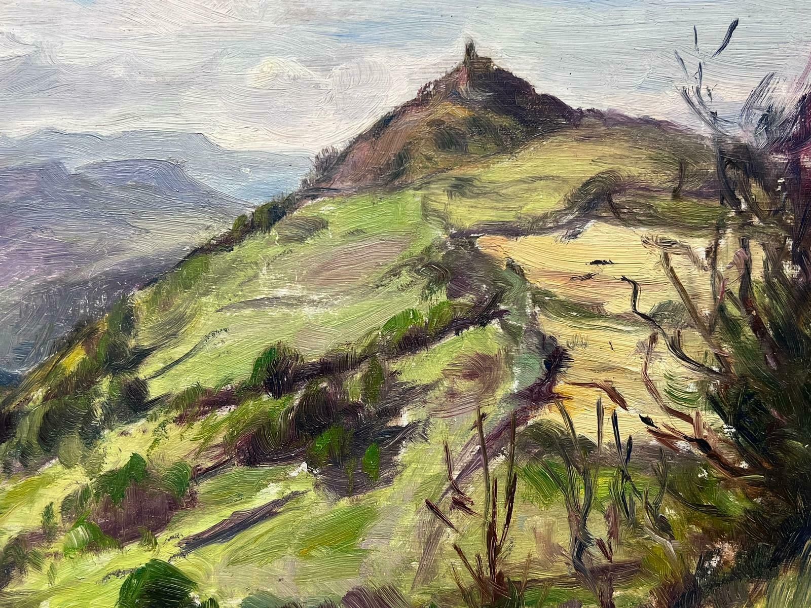 Edmond Quintonfrench Impressionist Signed Oil Painting Church On Top Of Steep Green Hill1930's photo Art