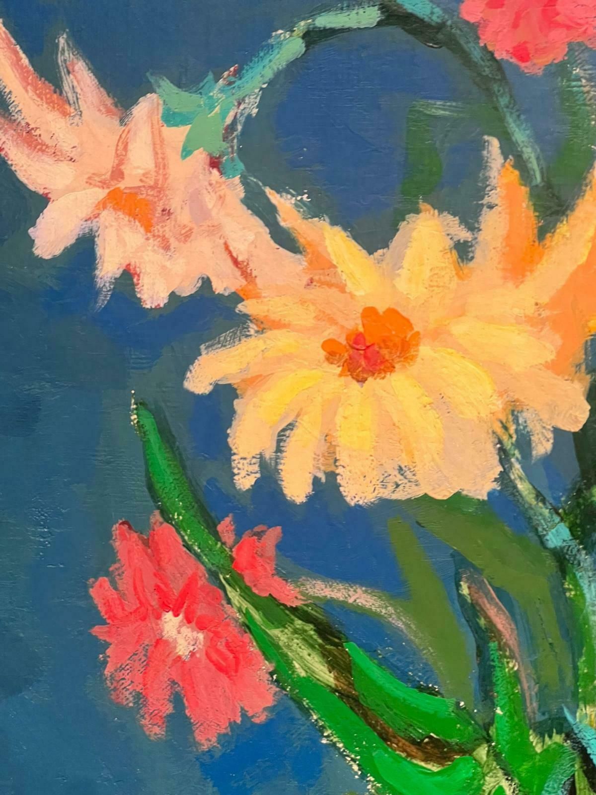 Michel Kritzfrench Impressionist Signed Oil Sunflowers In Interior Room Setting 20th Century photo vinterior