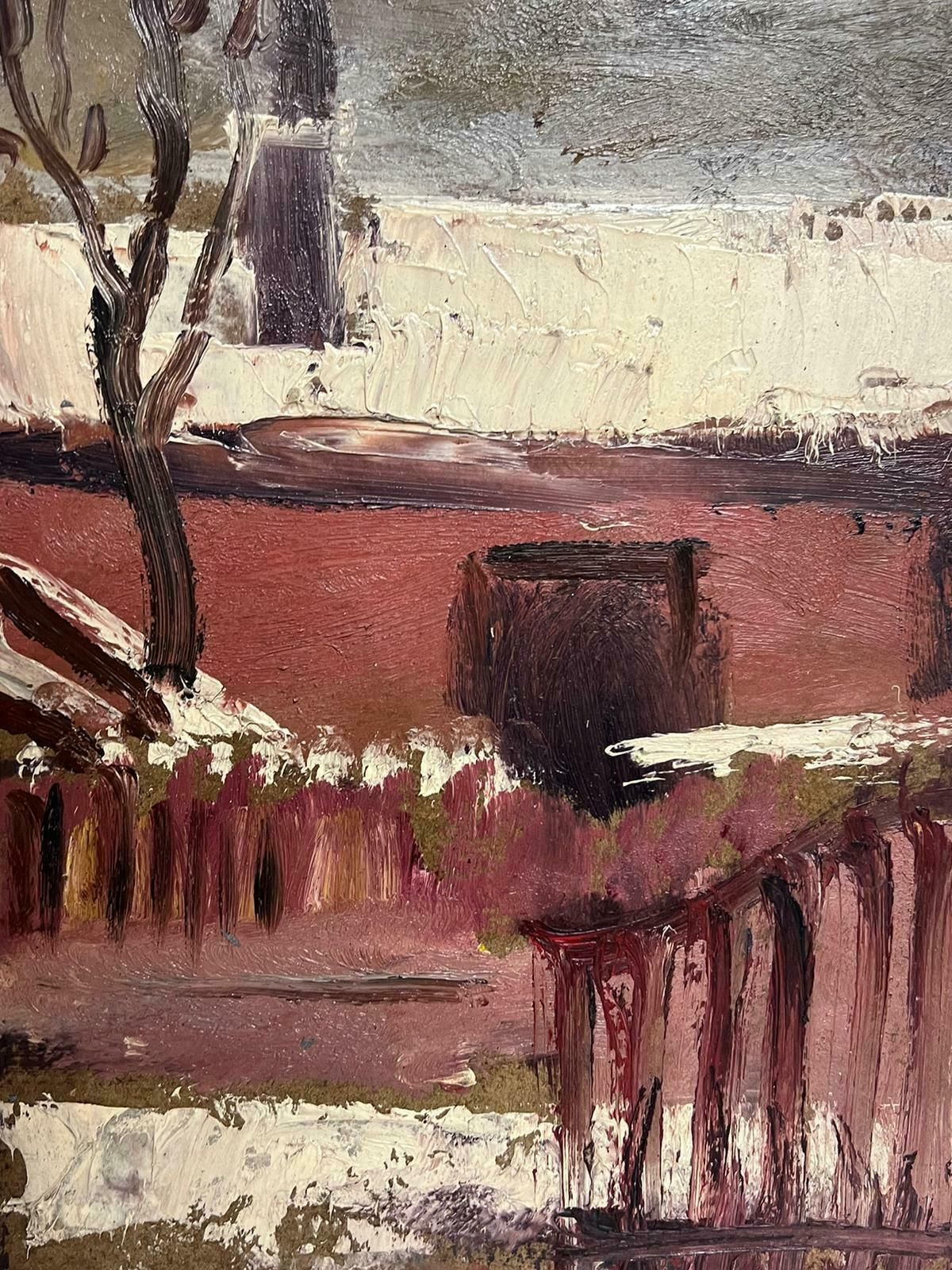 Maurice Georges Ponceletfrench Rooftops In The Snow 1900's French Impressionist Oil Painting1900's photo furniture