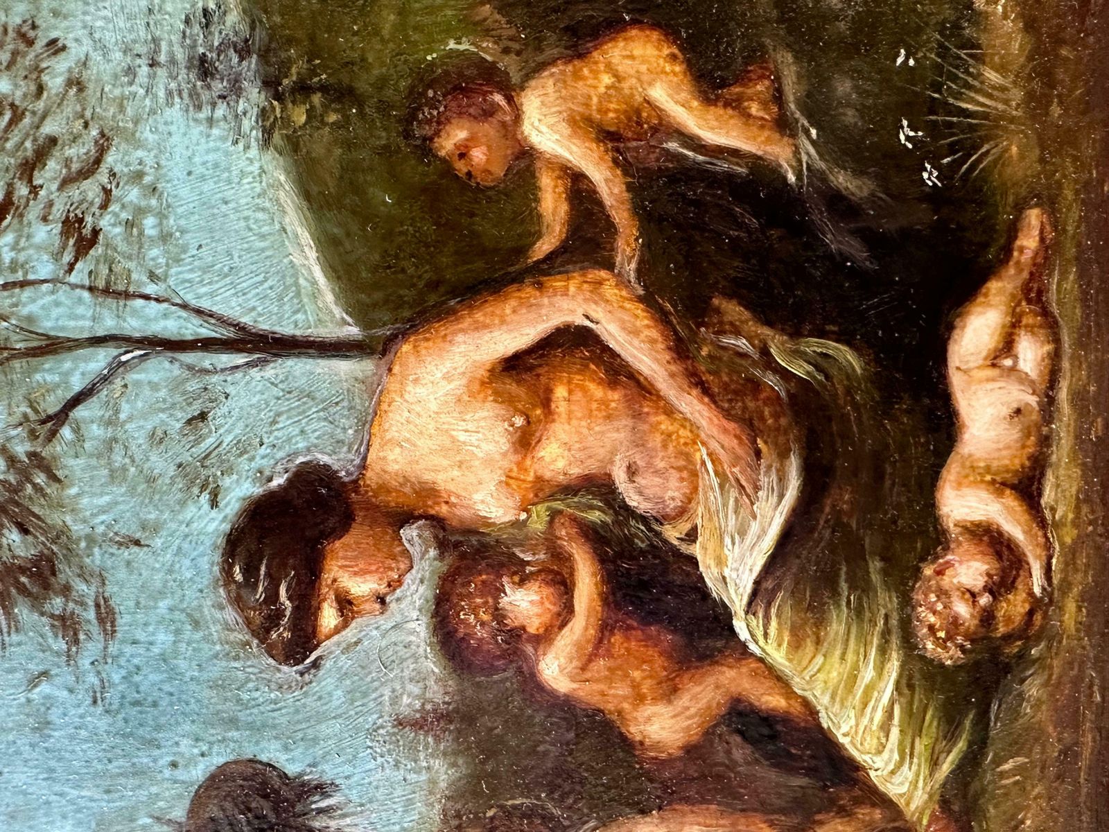 Italian 18th Centuryvery Fine 18th Century Italian Oil Painting Nude Figures In Classical Landscape photo Art