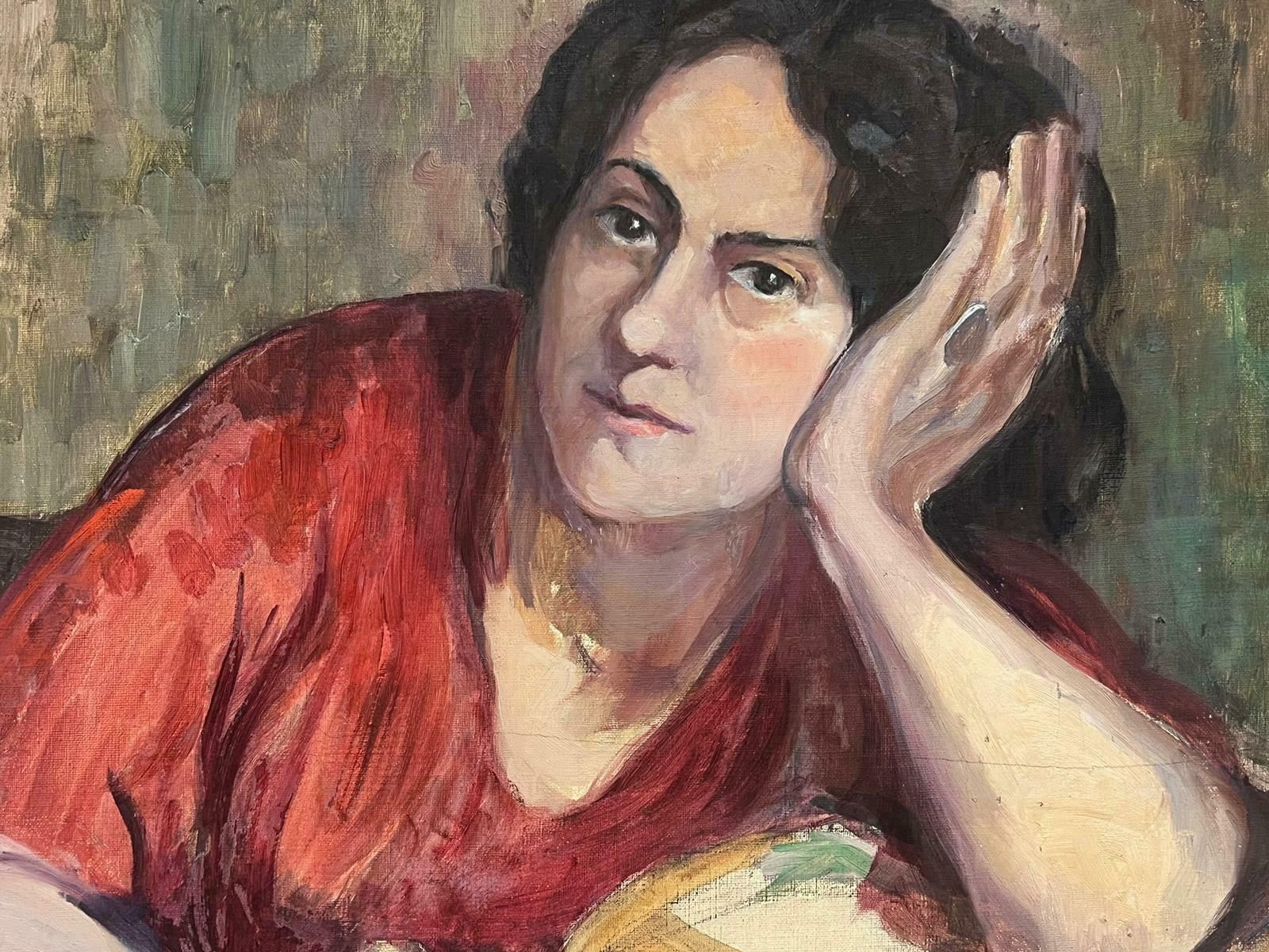Louise Alixmid 20th Century French Oil Portrait Woman Impressionist Sketch On Canvas1940's photo 918.0