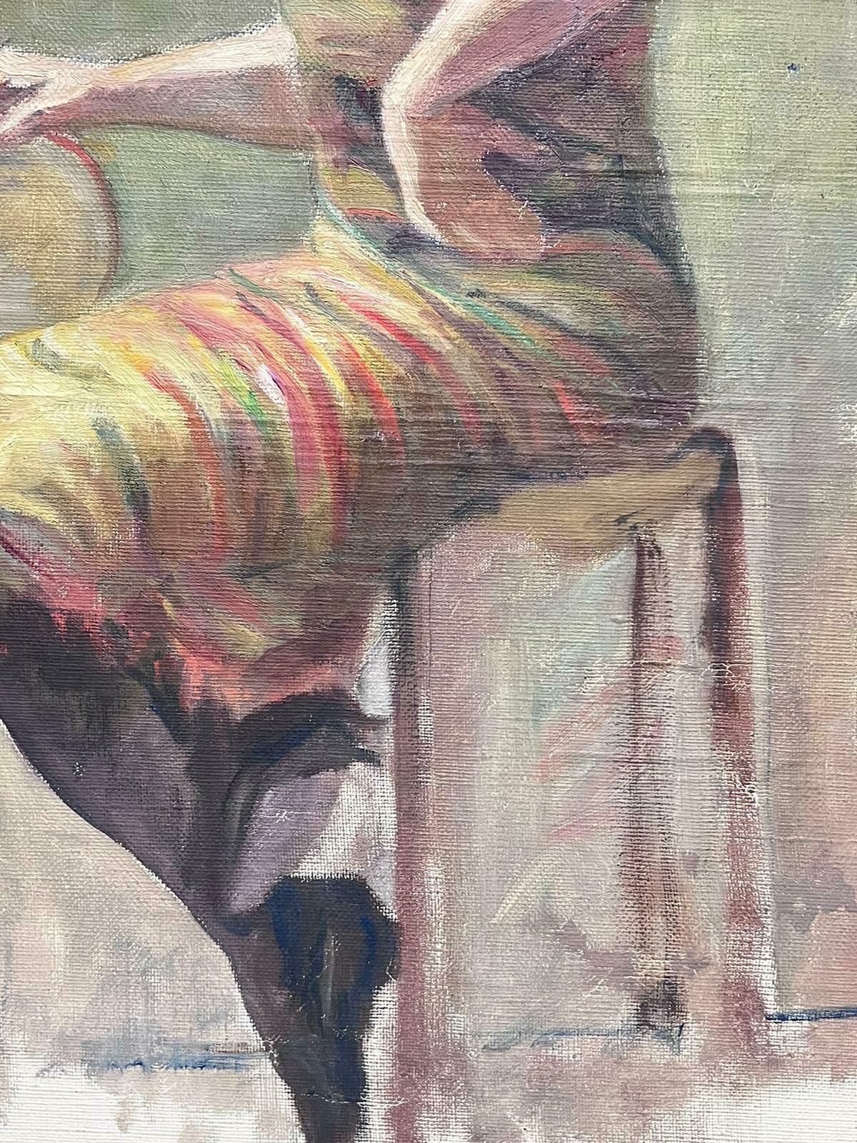 Louise Alix1930's French Impressionist Oil Painting Sketch Portrait Lady With Tambourine1930's photo Art