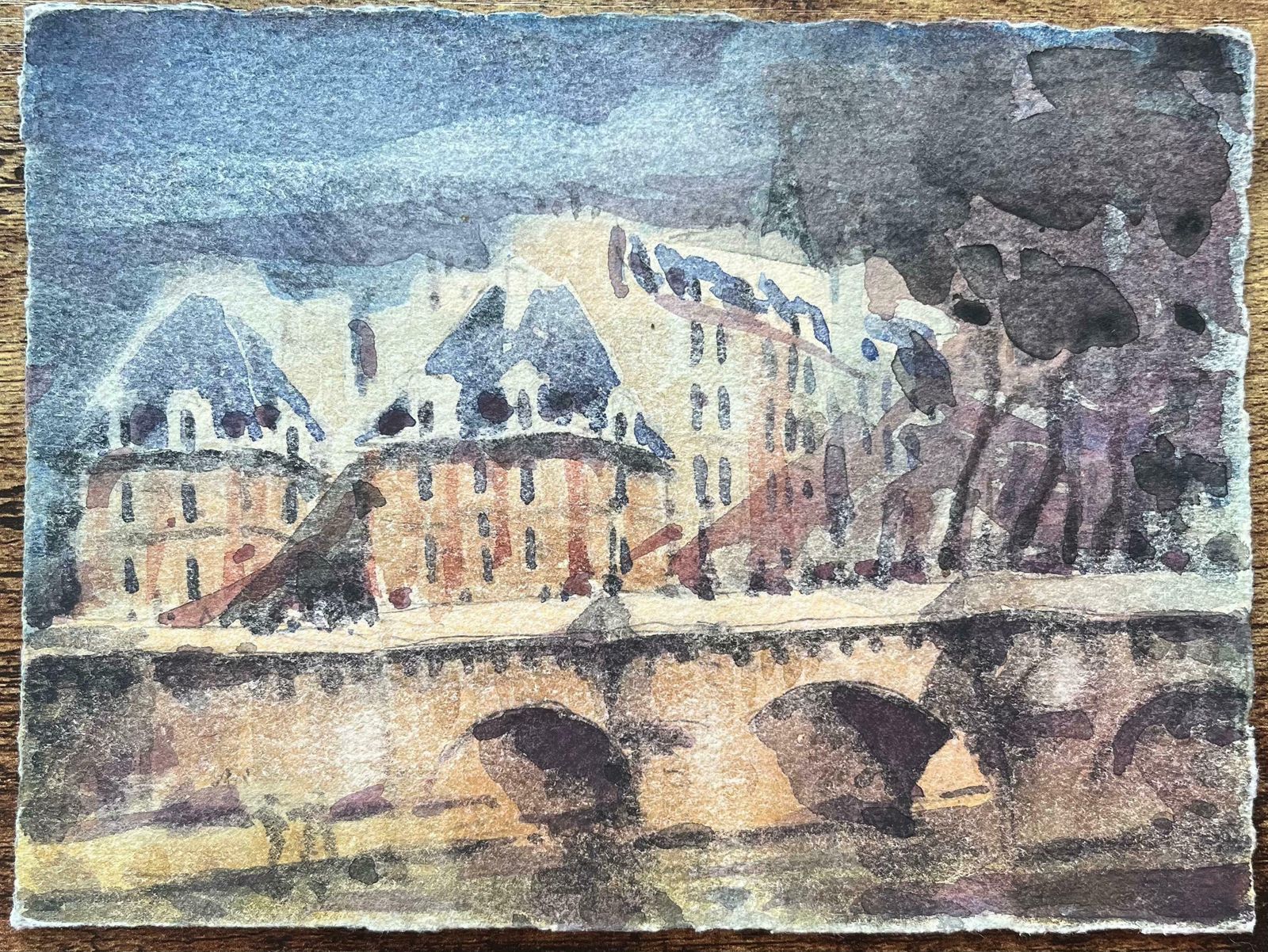 Maurice Mazeiliefrench Impressionist Watercolor Of Parisian Bridge Scene2019 photo furniture
