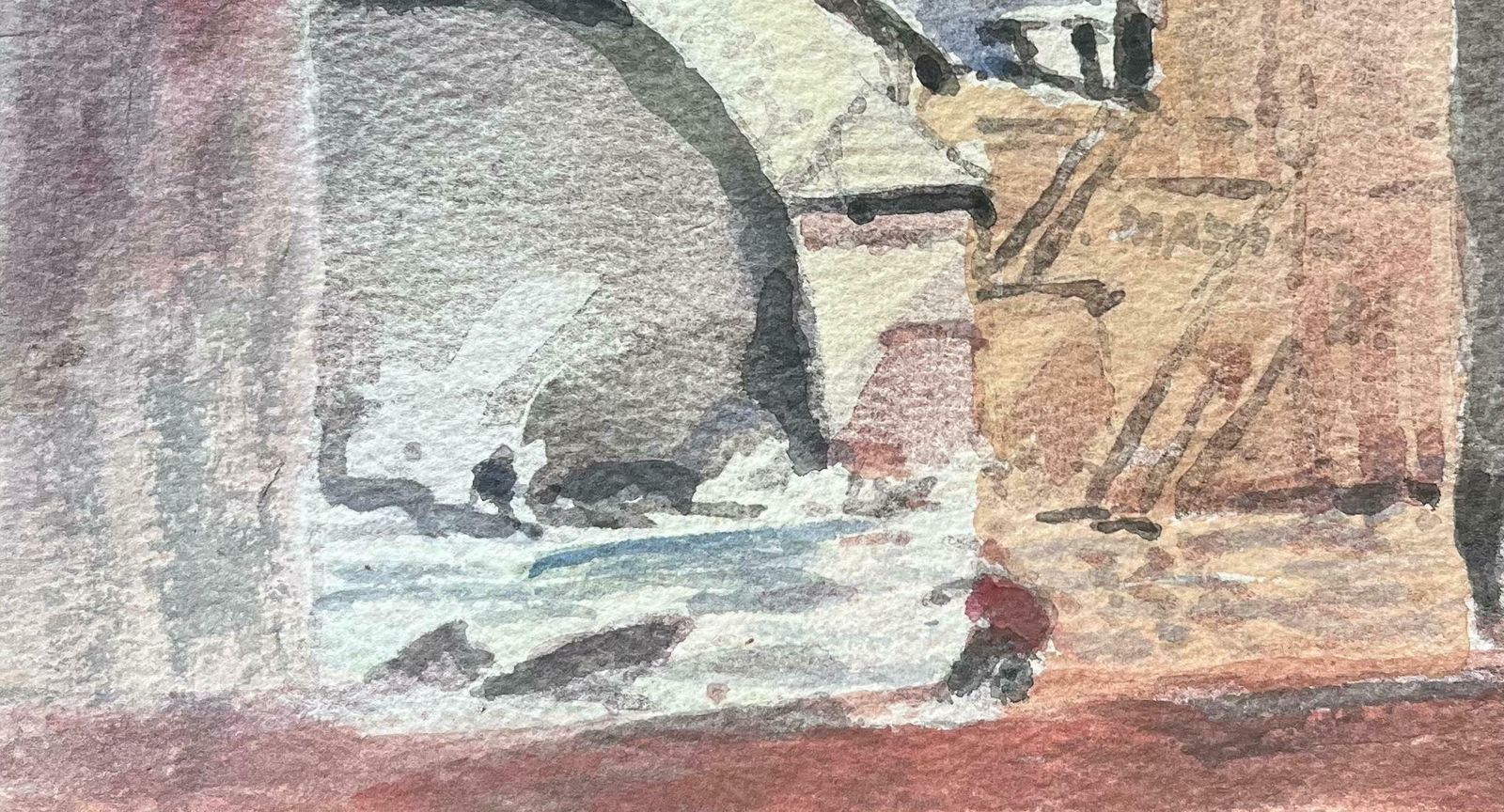Maurice Mazeiliefrench Impressionist Watercolor Of Parisian Archway View20th Century photo Art