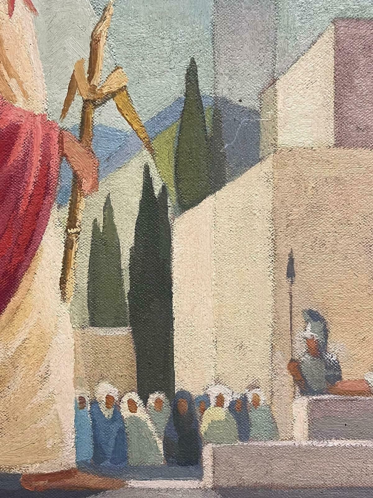 Jean Laforgue1950's French Cubist/ Modernist Oil Painting One Of The Stations Of The Cross 1950's photo for sale