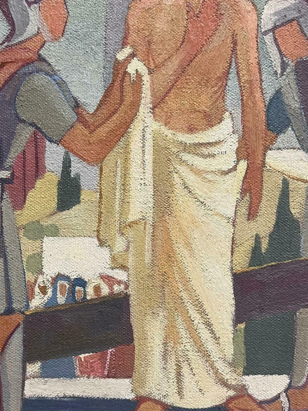 Jean Laforgue1950's French Cubist/ Modernist Oil Painting One Of The Stations Of The Cross 1950's photo for sale