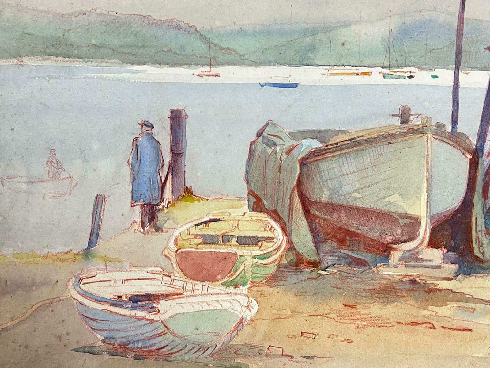 Frank Duffieldbritish Mid 20th Century Impressionist Painting Prepping The Rowing Boats Mid 20th Century photo furniture