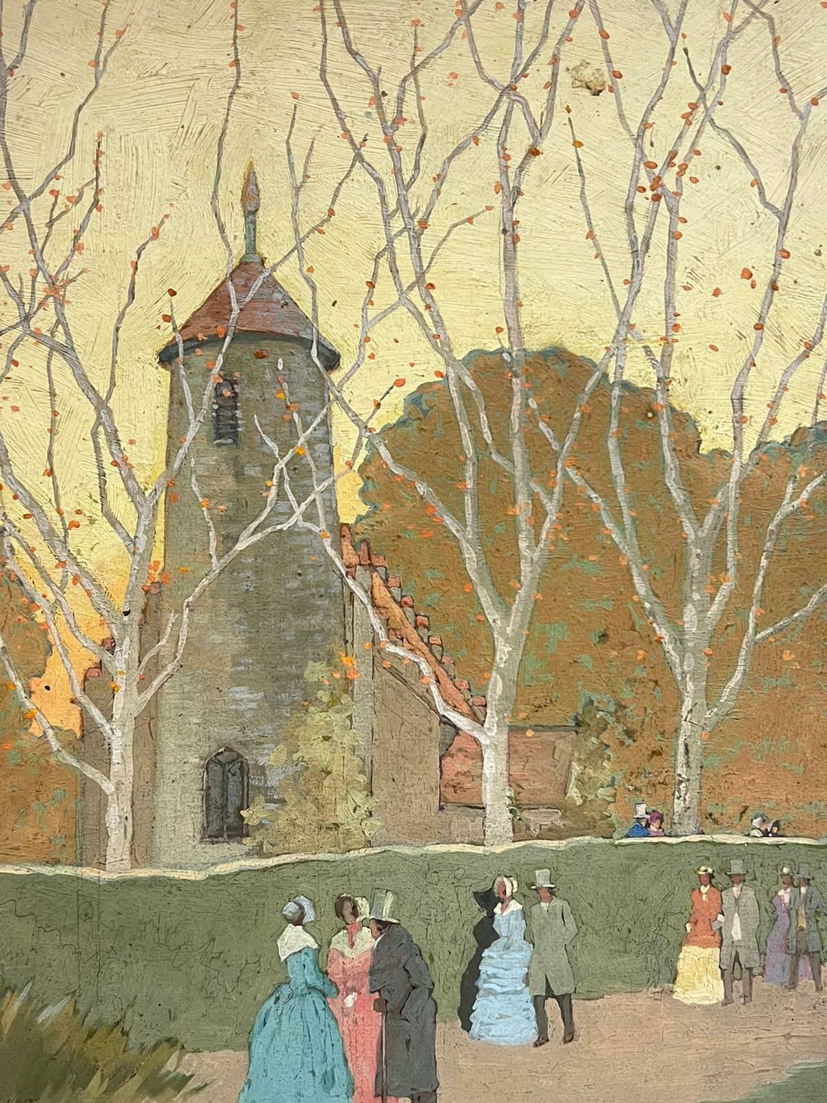 Frank Duffieldbritish Mid 20th Century Impressionist Painting Elegant Figures Gossipingmid 20th Century