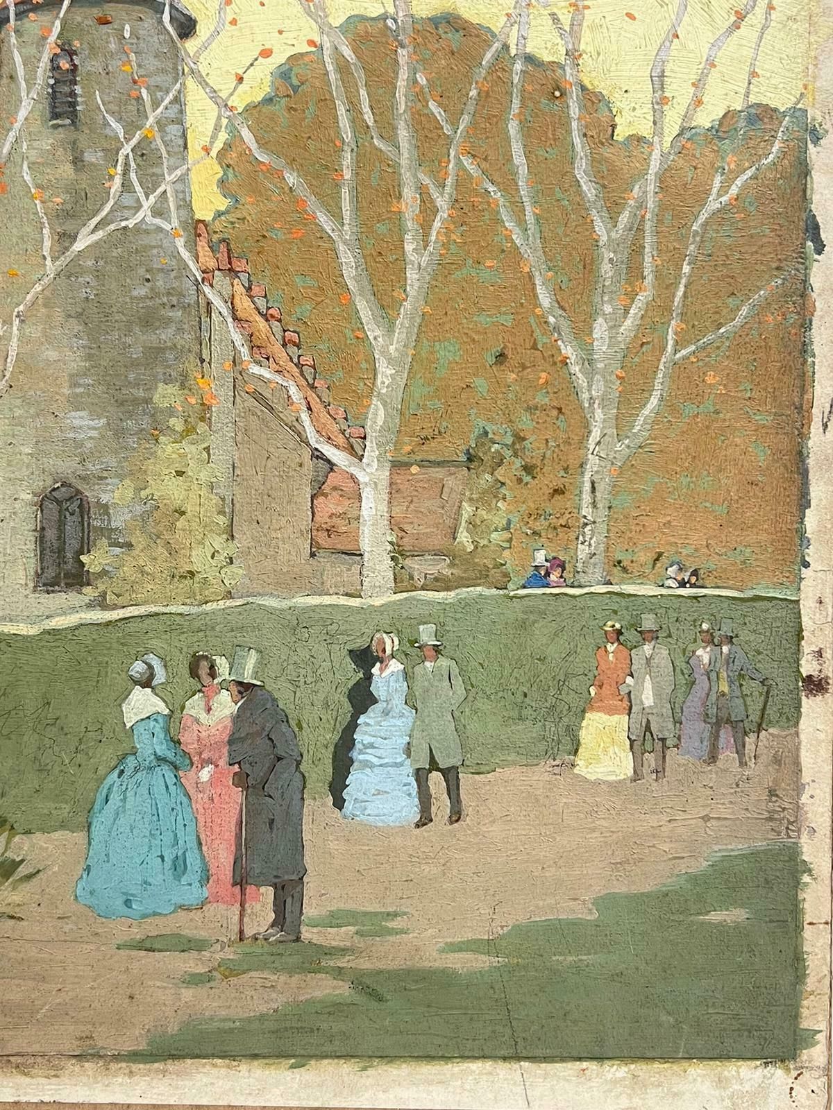 Frank Duffieldbritish Mid 20th Century Impressionist Painting Elegant Figures Gossipingmid 20th Century photo for sale