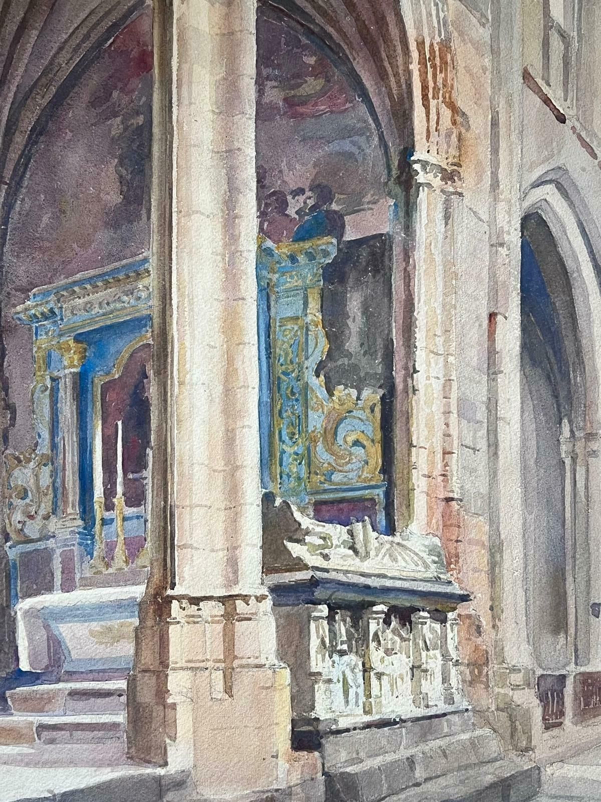 Jean Laforguemid 20th Century French Post Impressionist Painting Interior Of A French Church photo vinterior