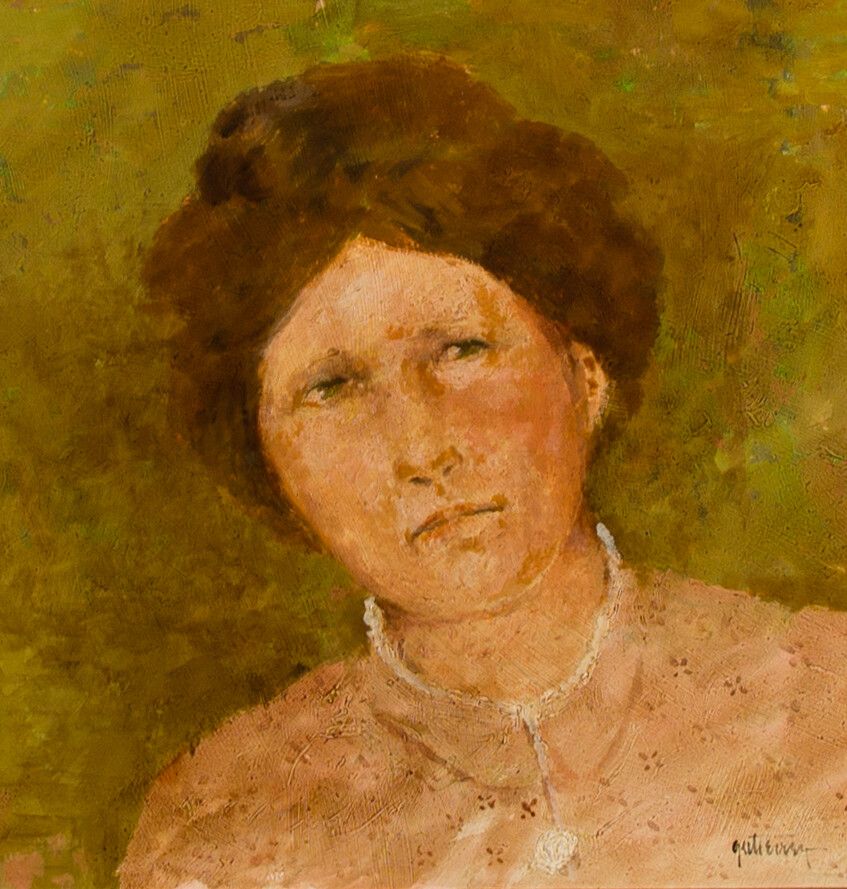 Raul Gutierrez (B.1935) Fine 20th Century Oil, Portrait Of A Victorian Lady photo furniture