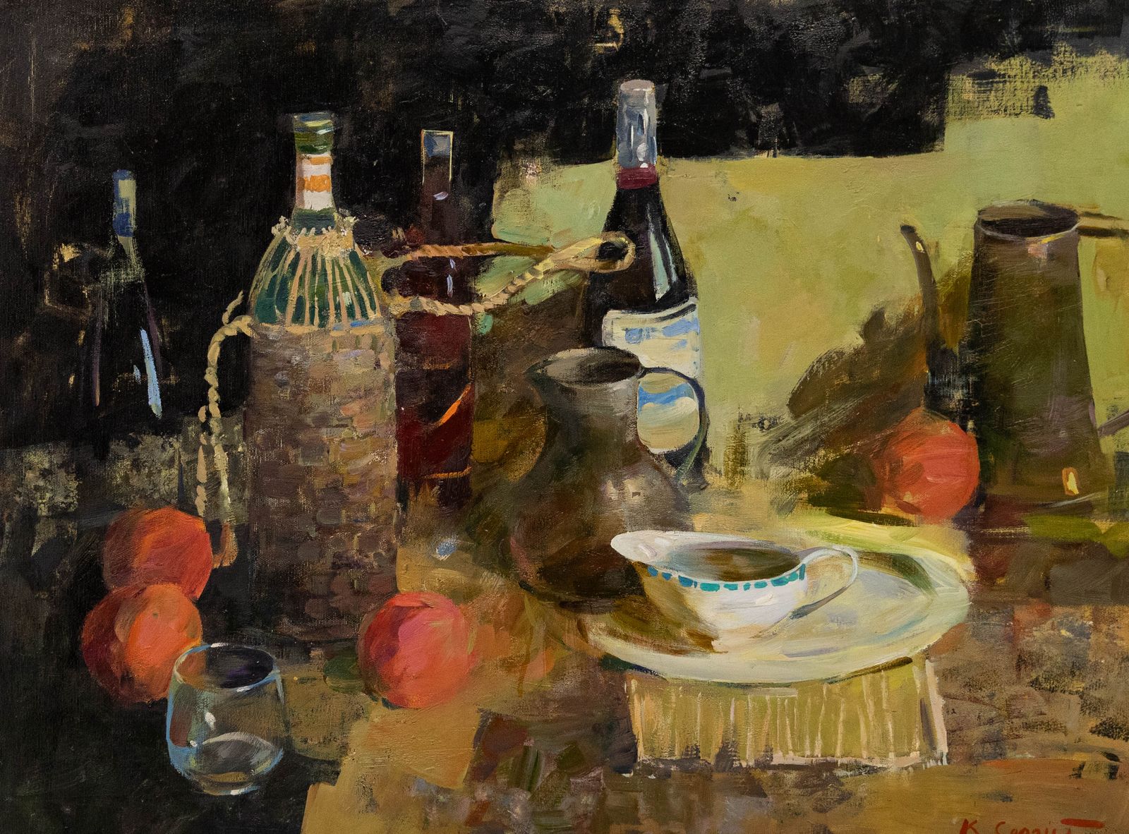 Sergey Kovalenko (B.1980)  2020 Oil, Bottles And Fruit photo furniture