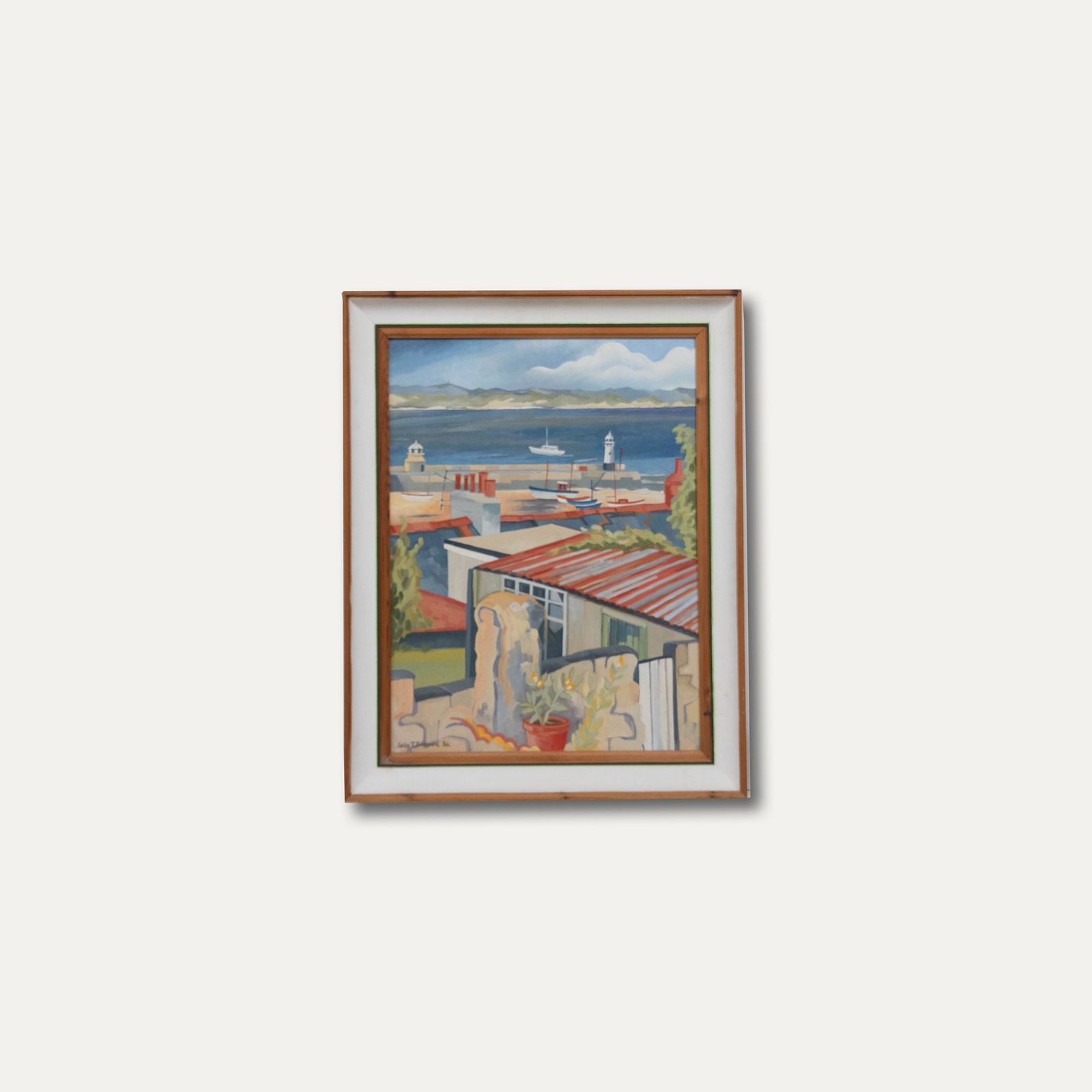 Colin Trevor Johnson (B.1942) Framed Oil, Overlooking Smeaton's Pier, St Ives photo buy