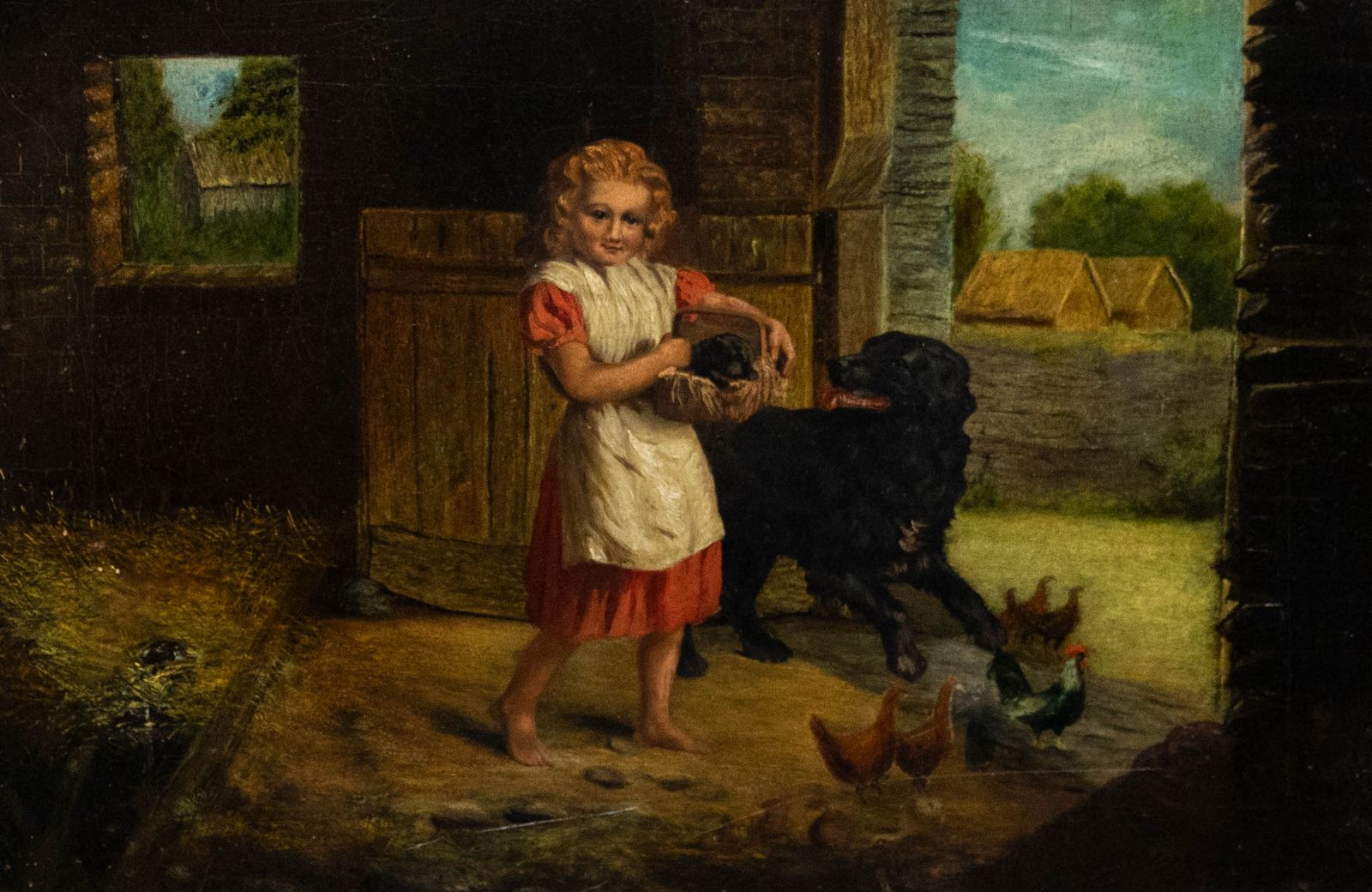 Late 19th Century Oil A New Puppy photo furniture
