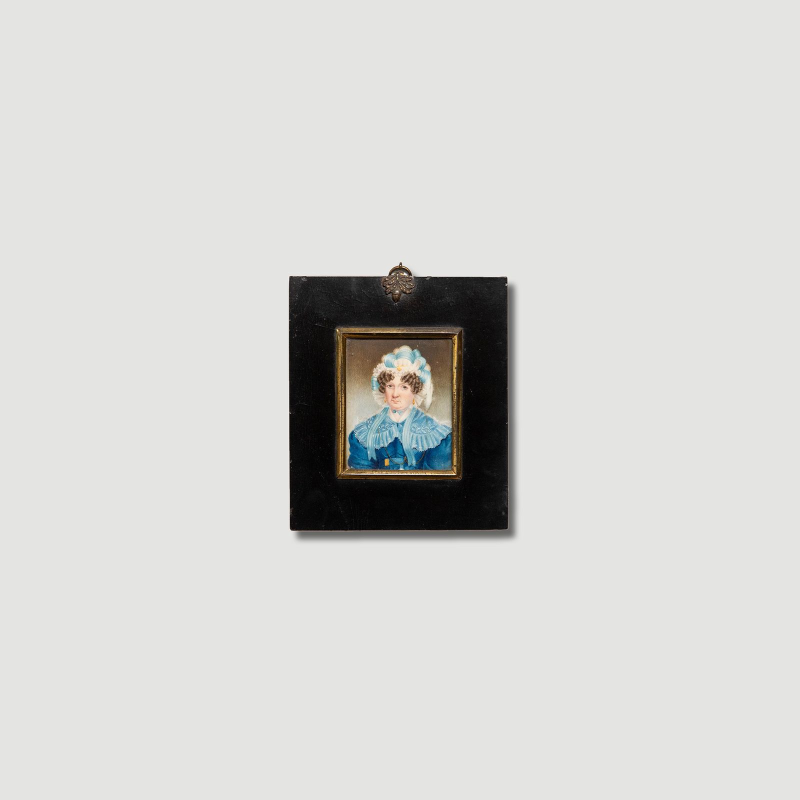 Early 19th Century English School Portrait Miniature Georgian Lady In Blue photo vinterior