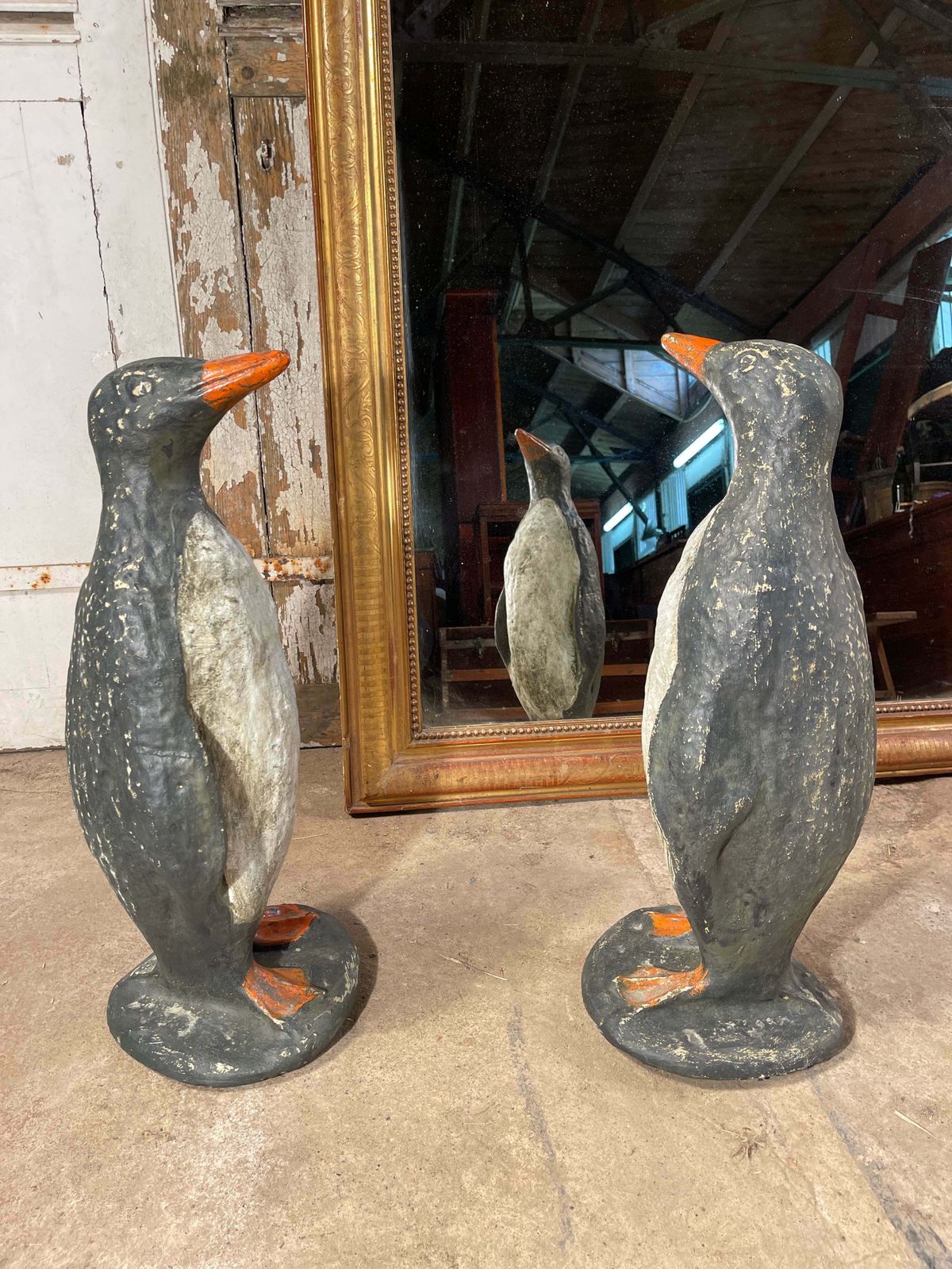 Fabulous Pair Of Antique French Decorative Penguins Circa 1920 photo furniture