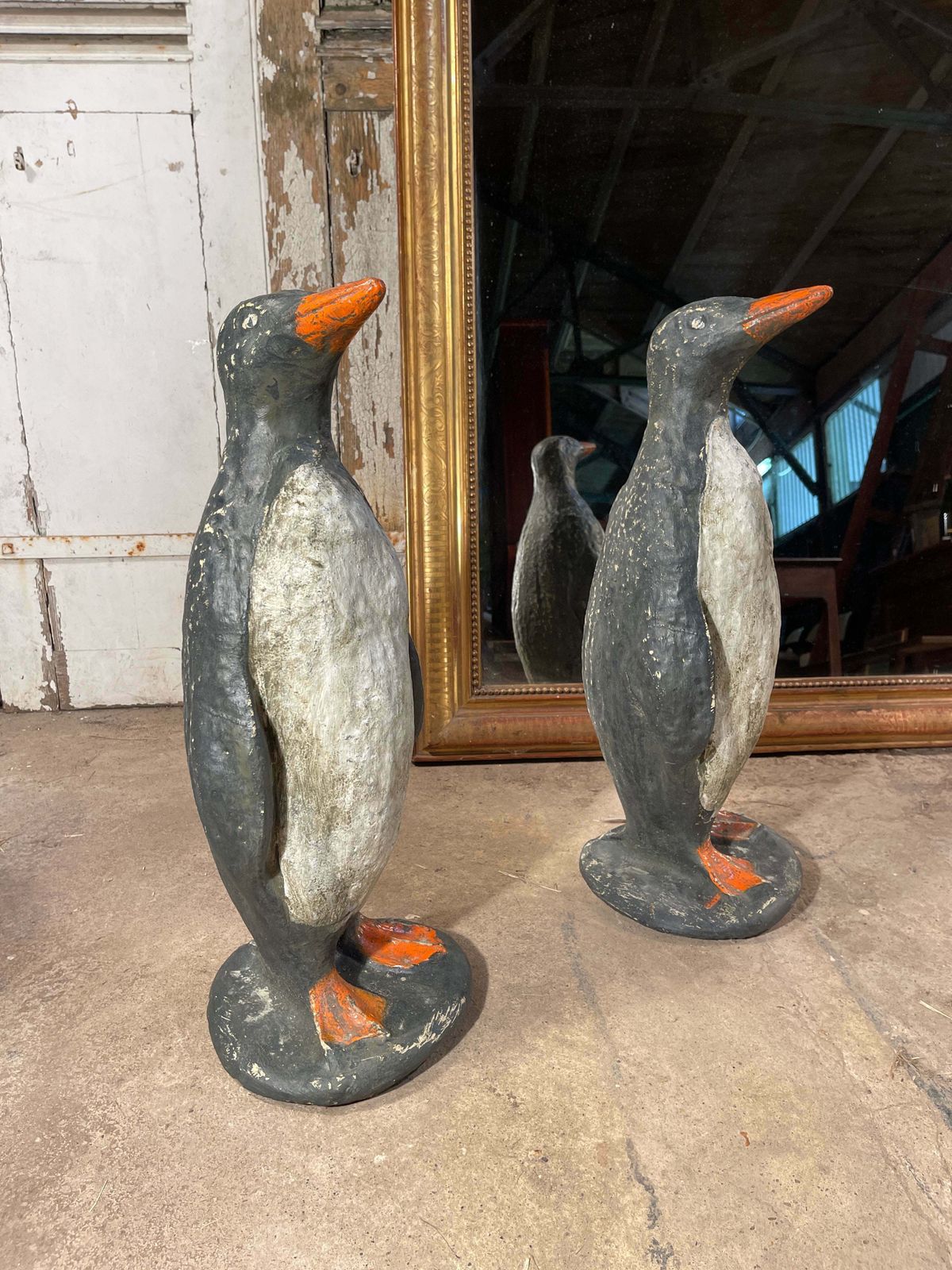 Fabulous Pair Of Antique French Decorative Penguins Circa 1920 photo Art