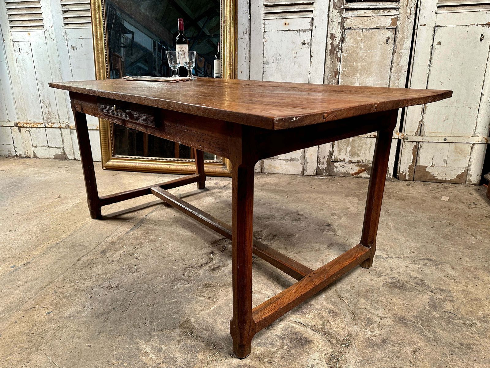 Antique French Provincial Farmhouse Elm Kitchen Table Circa 1840 photo buy