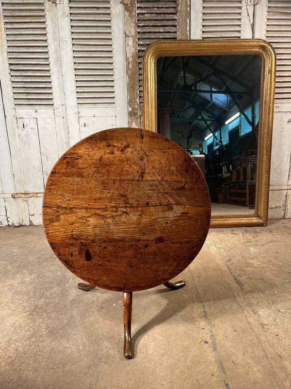 photo for sale Antique Georgian Country House Oak “Bird Cage” Tilt Top Wine Table Circa 1780