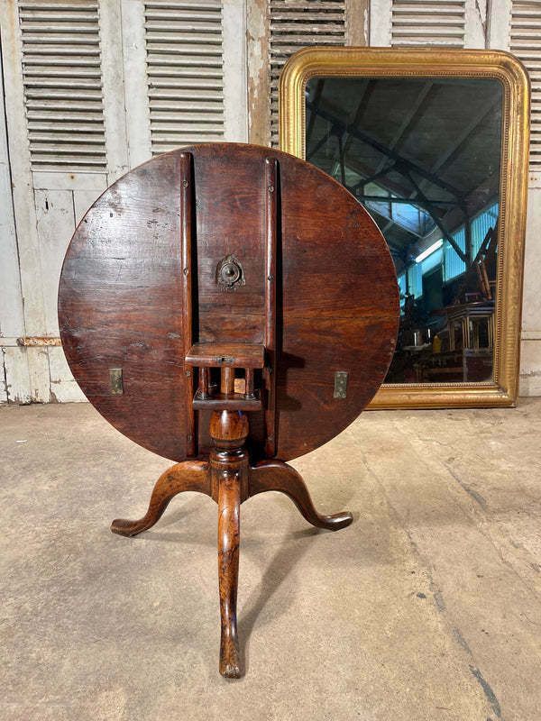 850.0 Antique Georgian Country House Oak “Bird Cage” Tilt Top Wine Table Circa 1780 photo