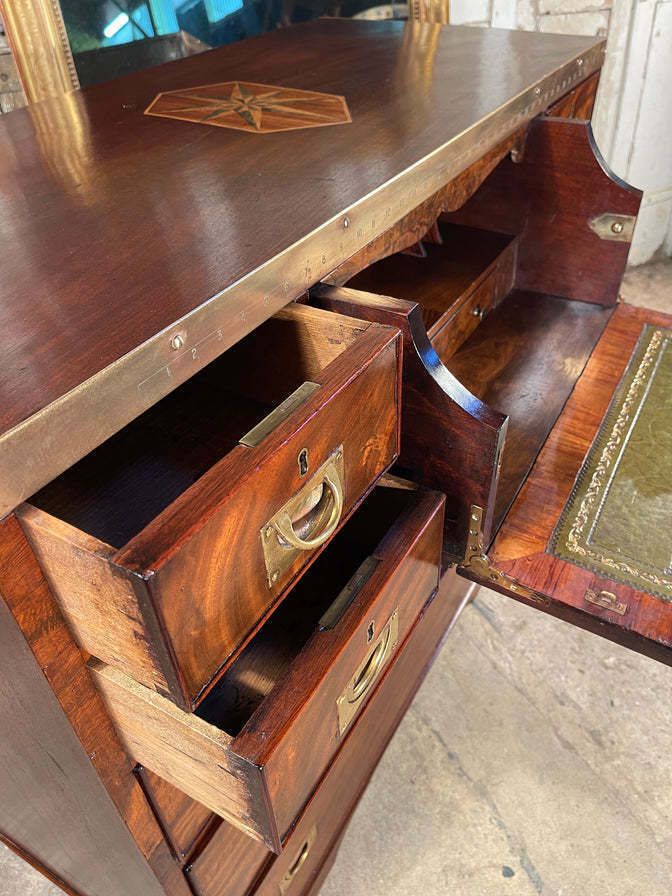 An Exceptional Georgian Gentleman’s Flame Mahogany Campaign Secretaire Chest Of Drawers Circa 1830 photo vinterior
